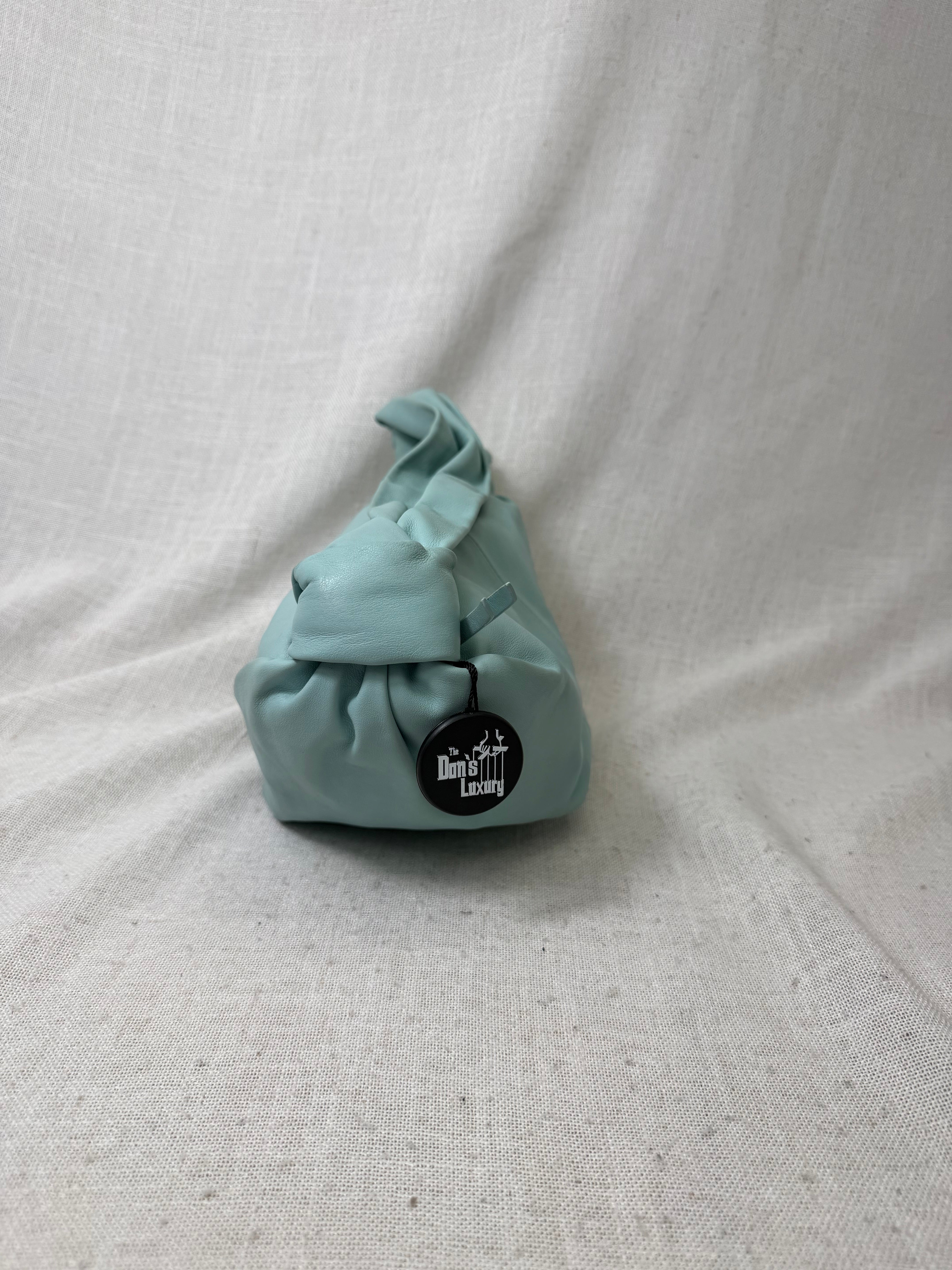 Bottega Veneta Blue Calfskin Leather Mini Double Knot Handbag