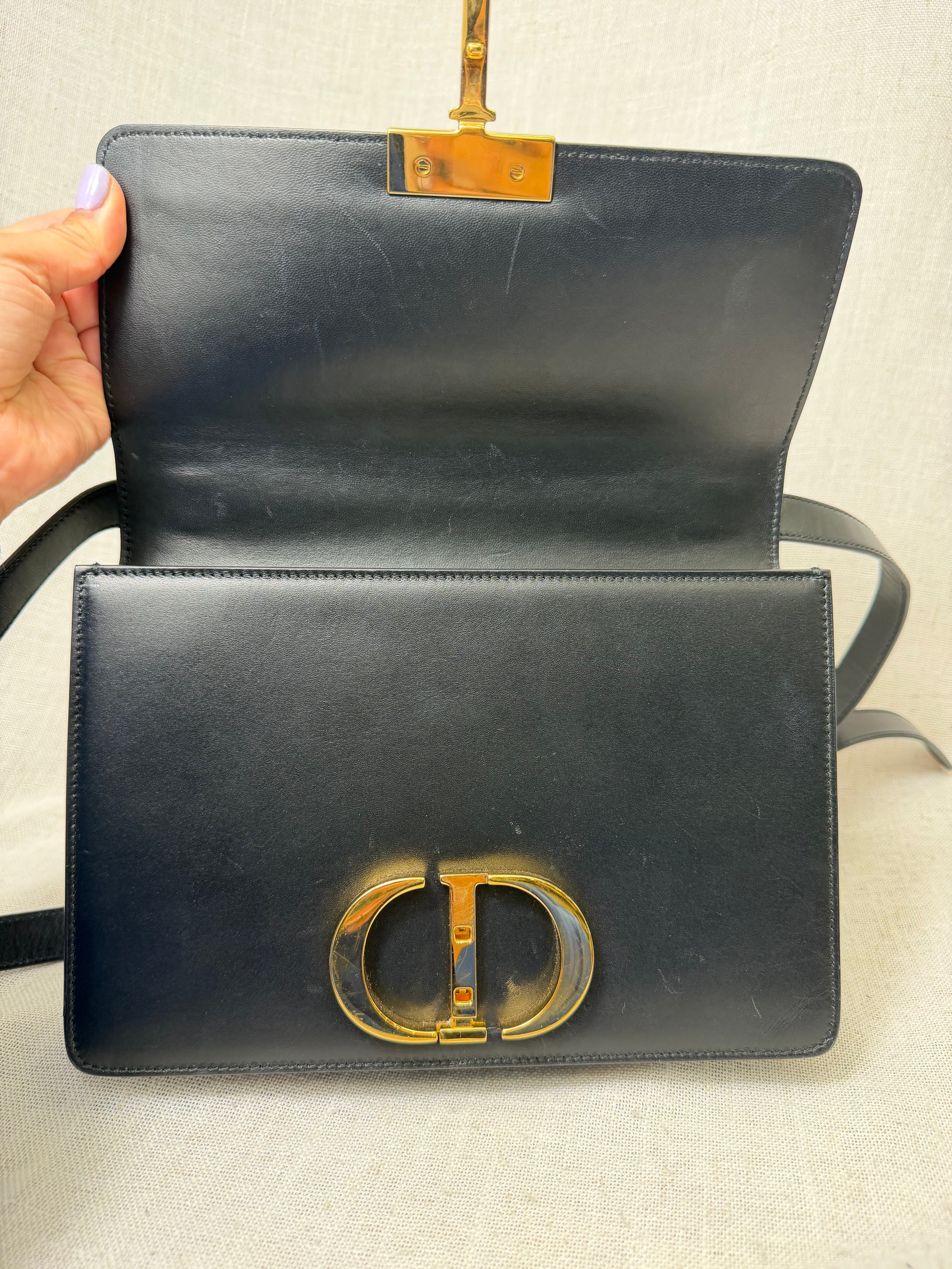 Christian Dior Black Calfskin Leather 30 Montaigne Handbag