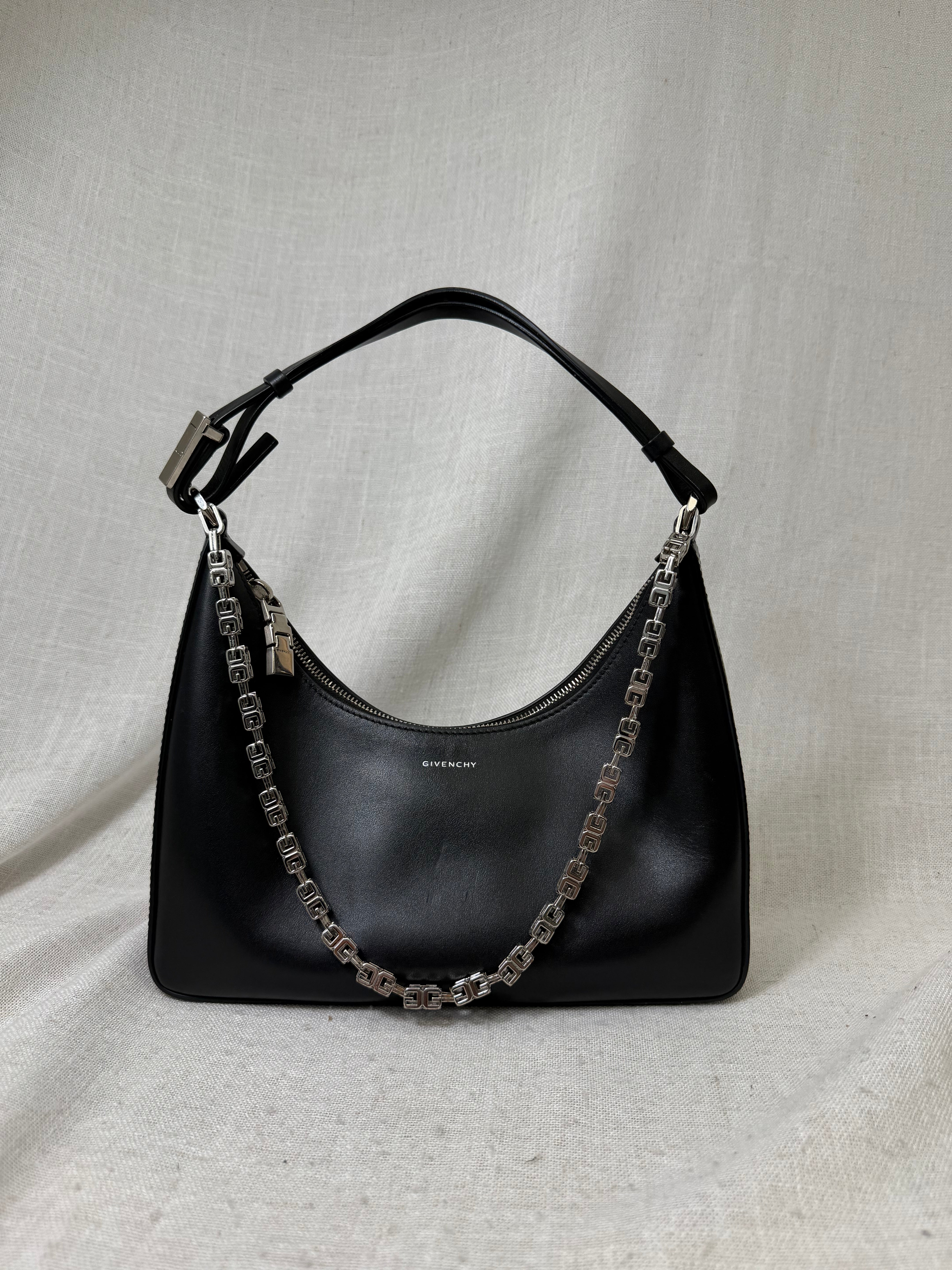 Givenchy Black Calfskin Leather Moon Cut Out Handbag