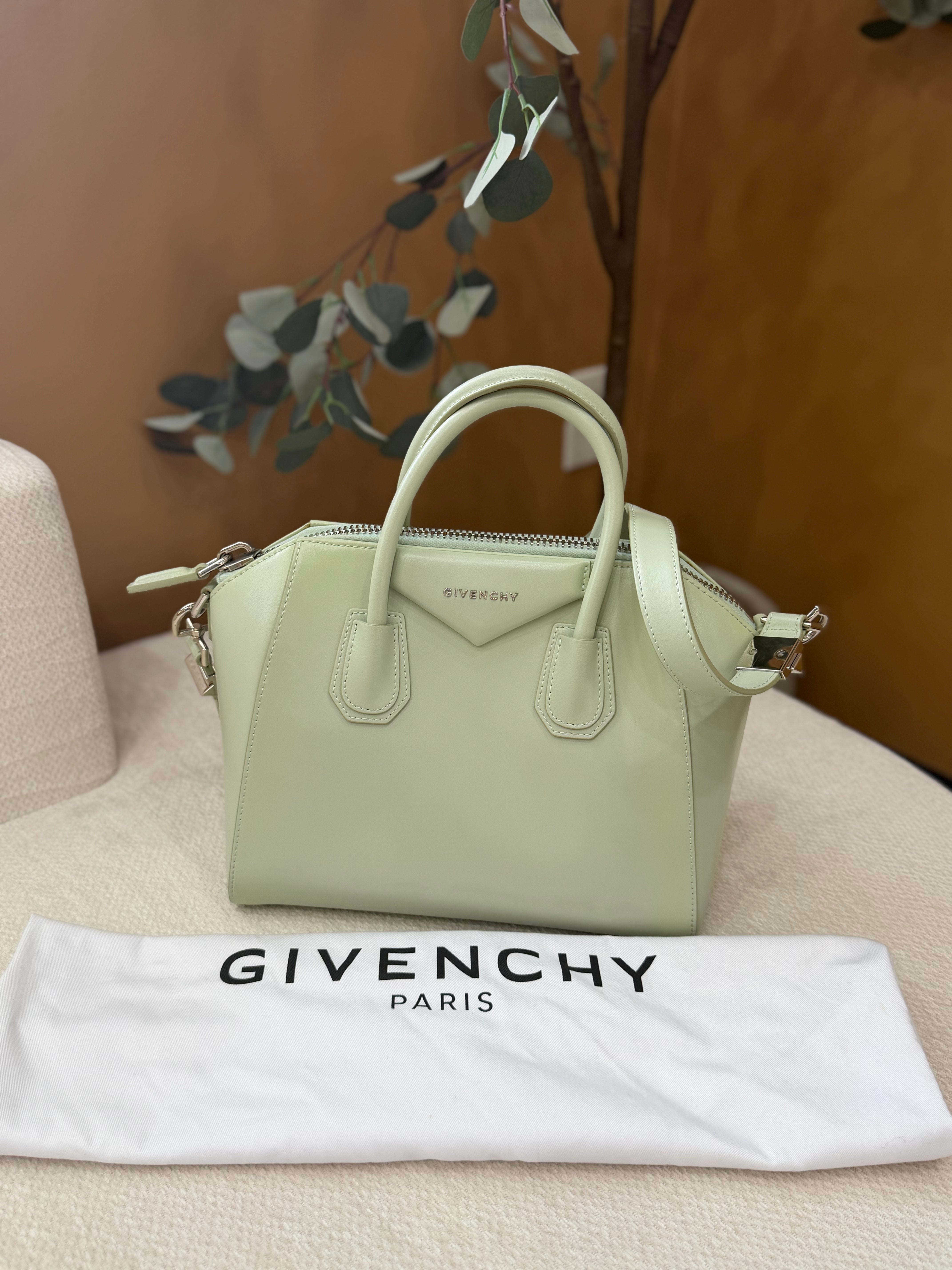 Givenchy Mint Green Calfskin Leather Small Antigona Soft Handbag