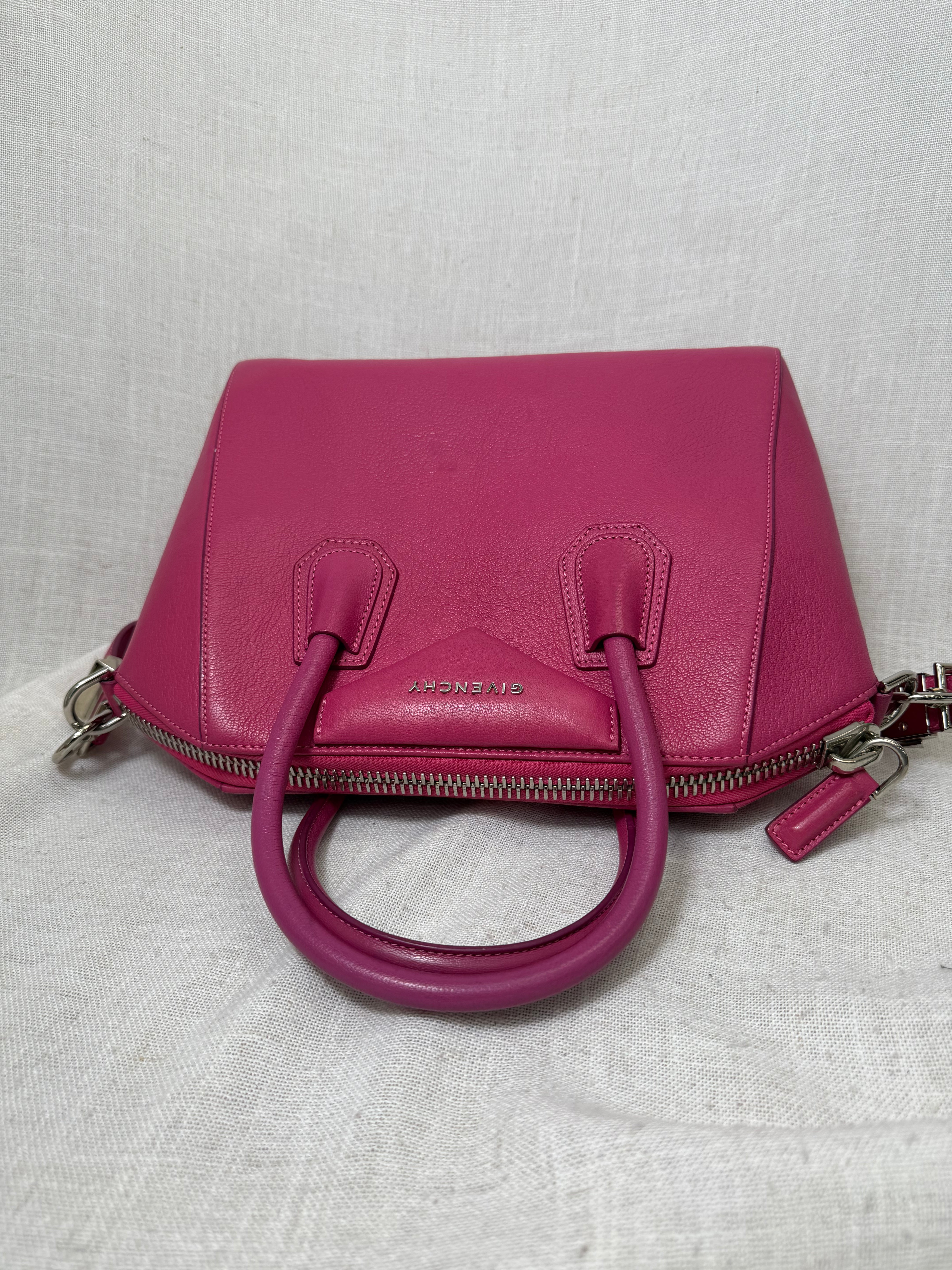 Givenchy Hot Pink Calfskin Leather Small Antigona Handbag