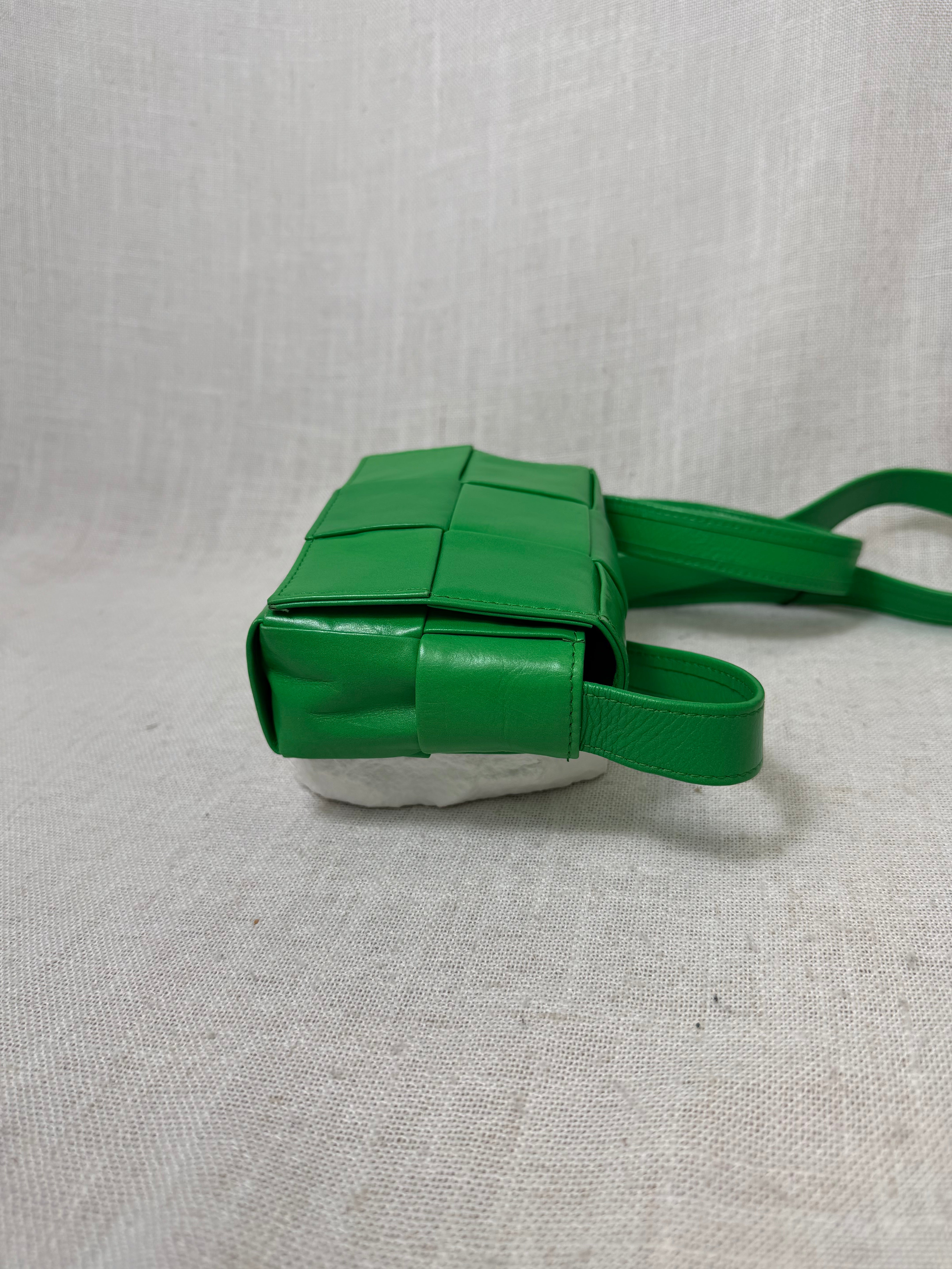 Bottega Veneta Green Intrecciato Leather Candy Cassette Mini Crossbody Bag