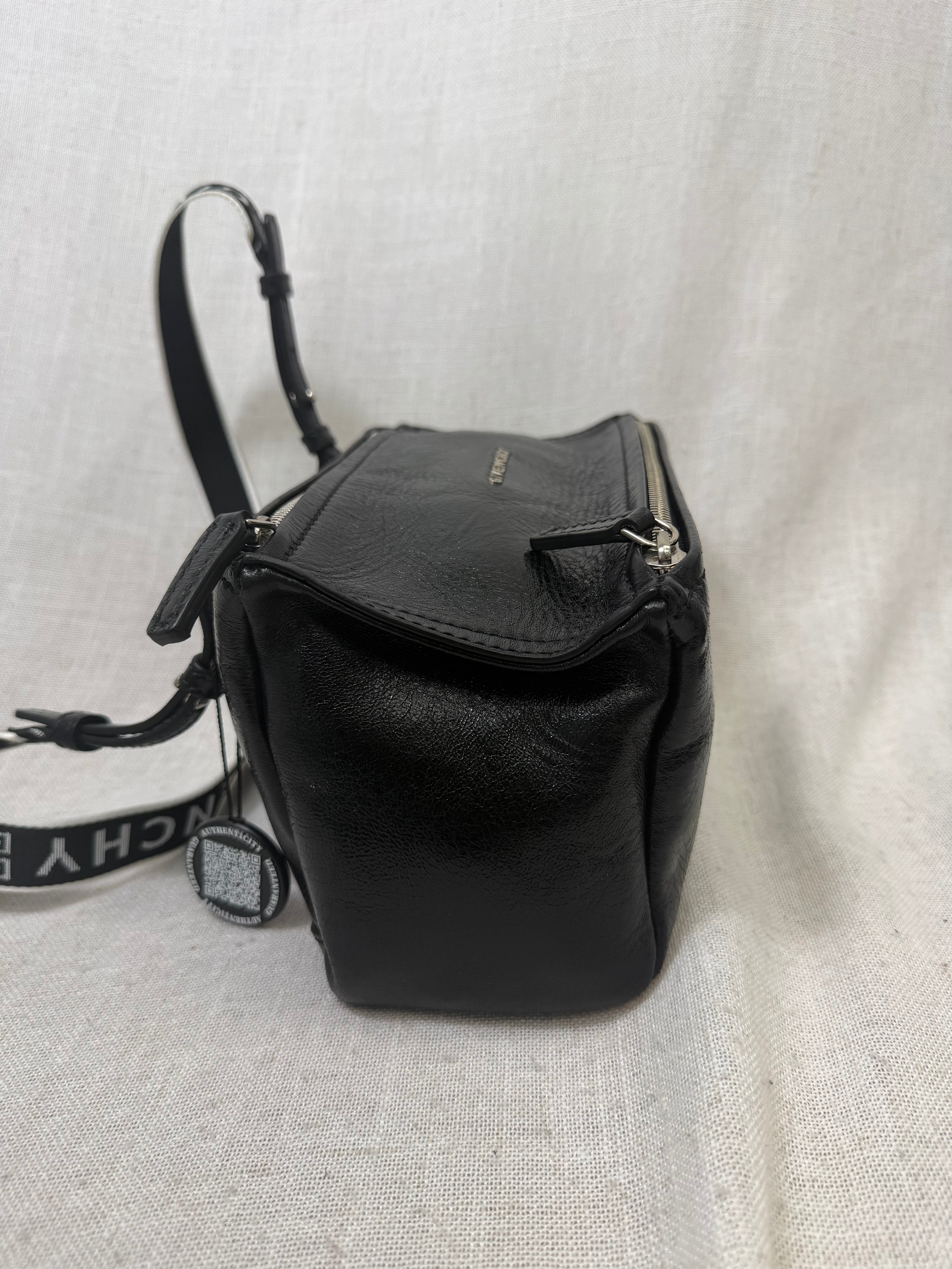 Givenchy Black Crinkled Leather Small Pandora Crossbody Bag