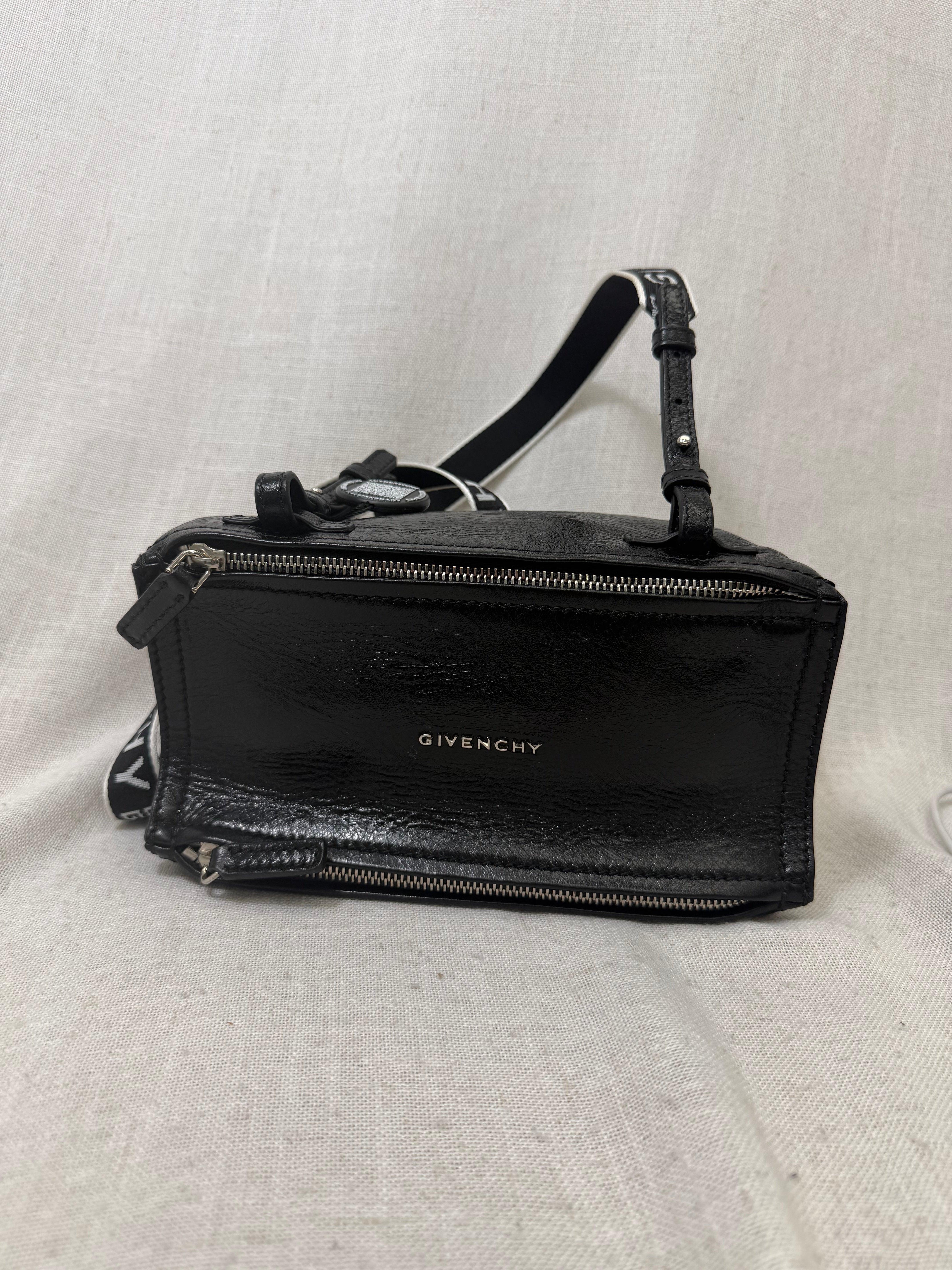 Givenchy Black Crinkled Leather Small Pandora Crossbody Bag