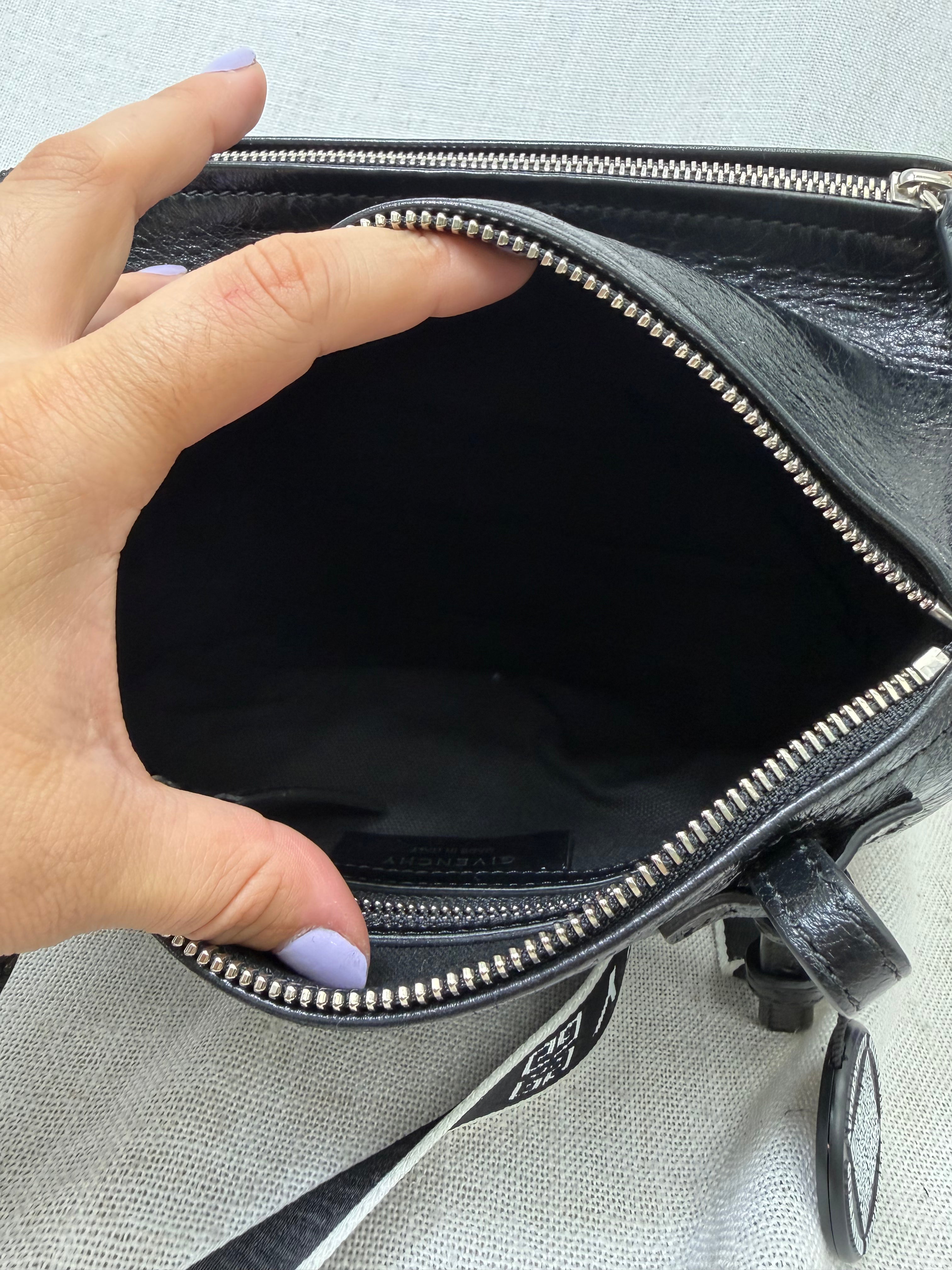 Givenchy Black Crinkled Leather Small Pandora Crossbody Bag