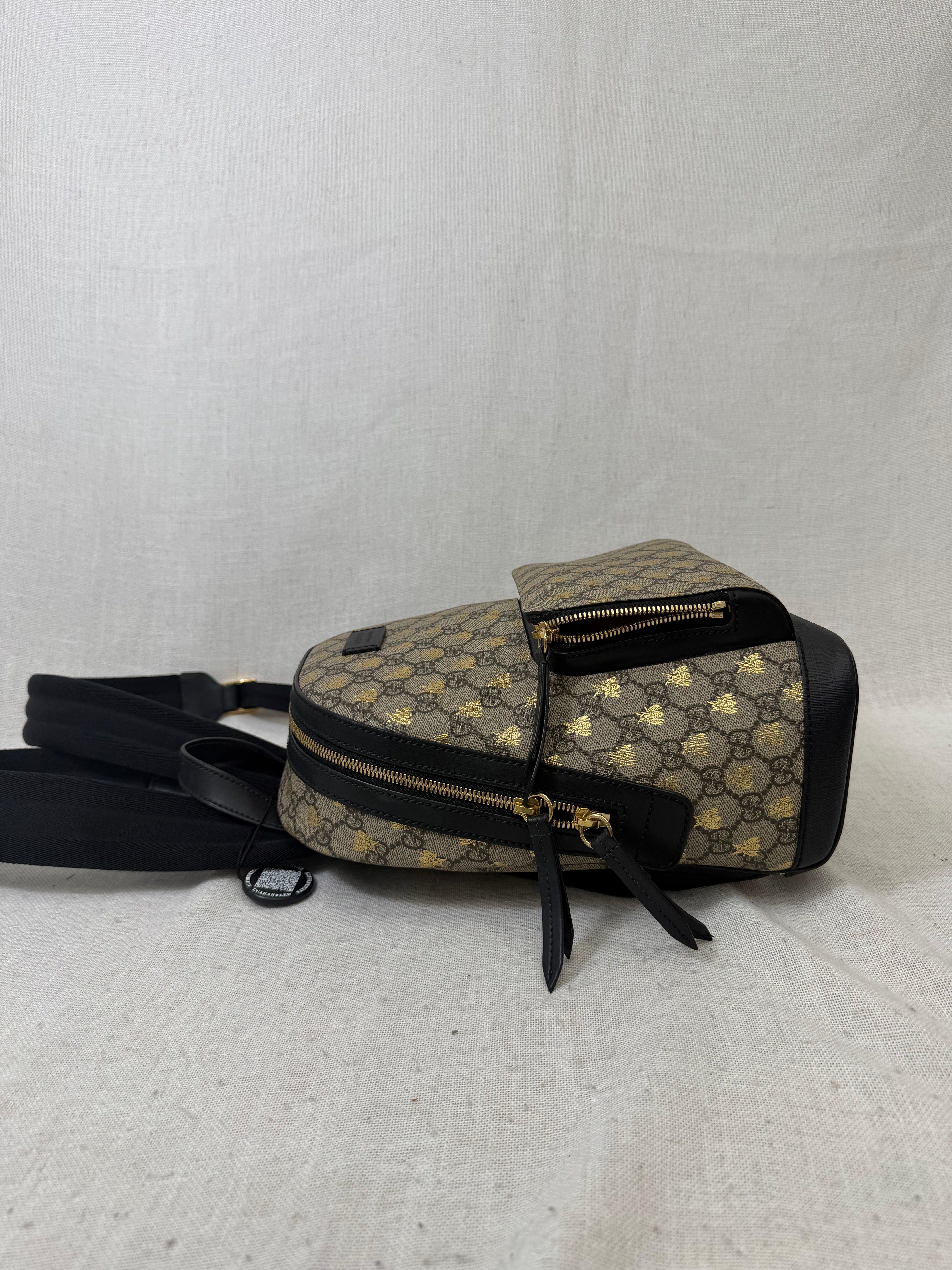 Gucci GG Supreme Monogram Bee Coated Canvas Small Backpack