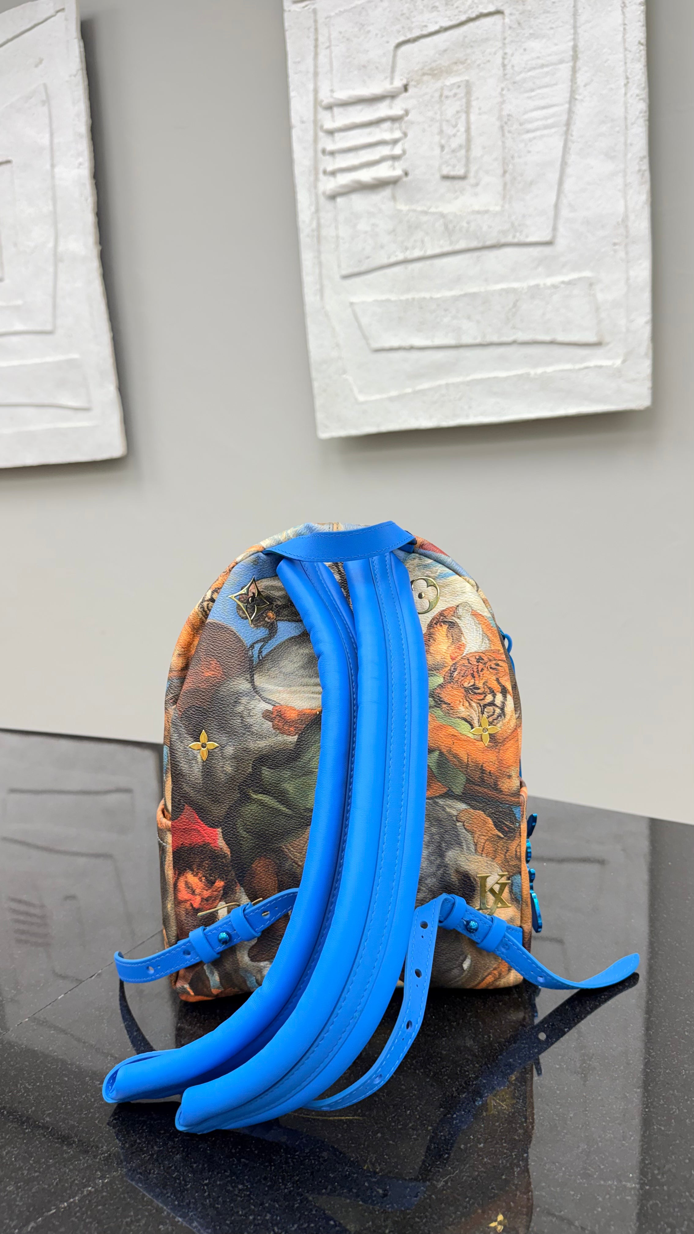 LIKE NEW - Louis Vuitton x Jeff Koons Blue Canvas Rubens Palm Springs Backpack
