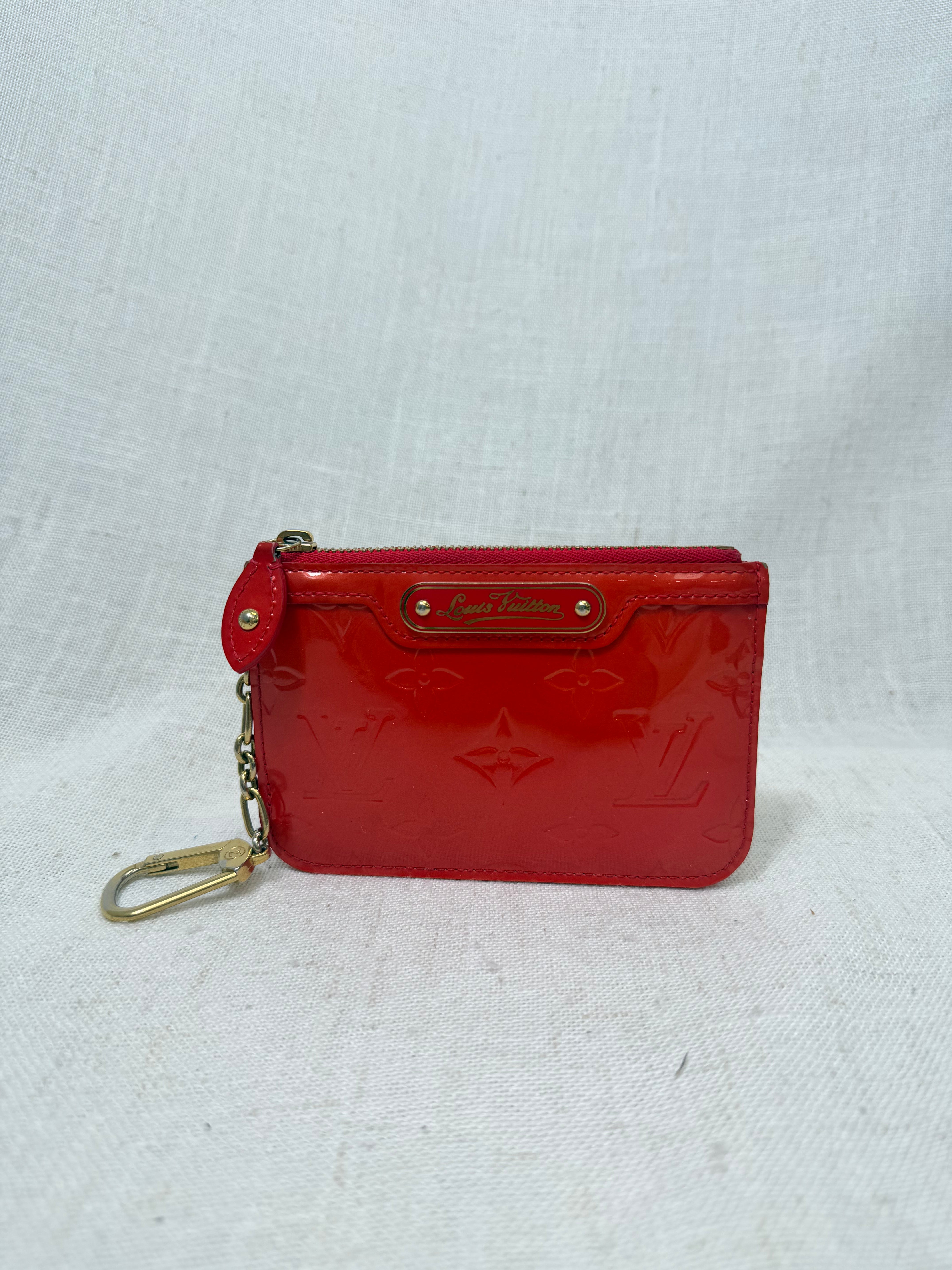 Louis Vuitton Red Vernis Pochette Key Cles