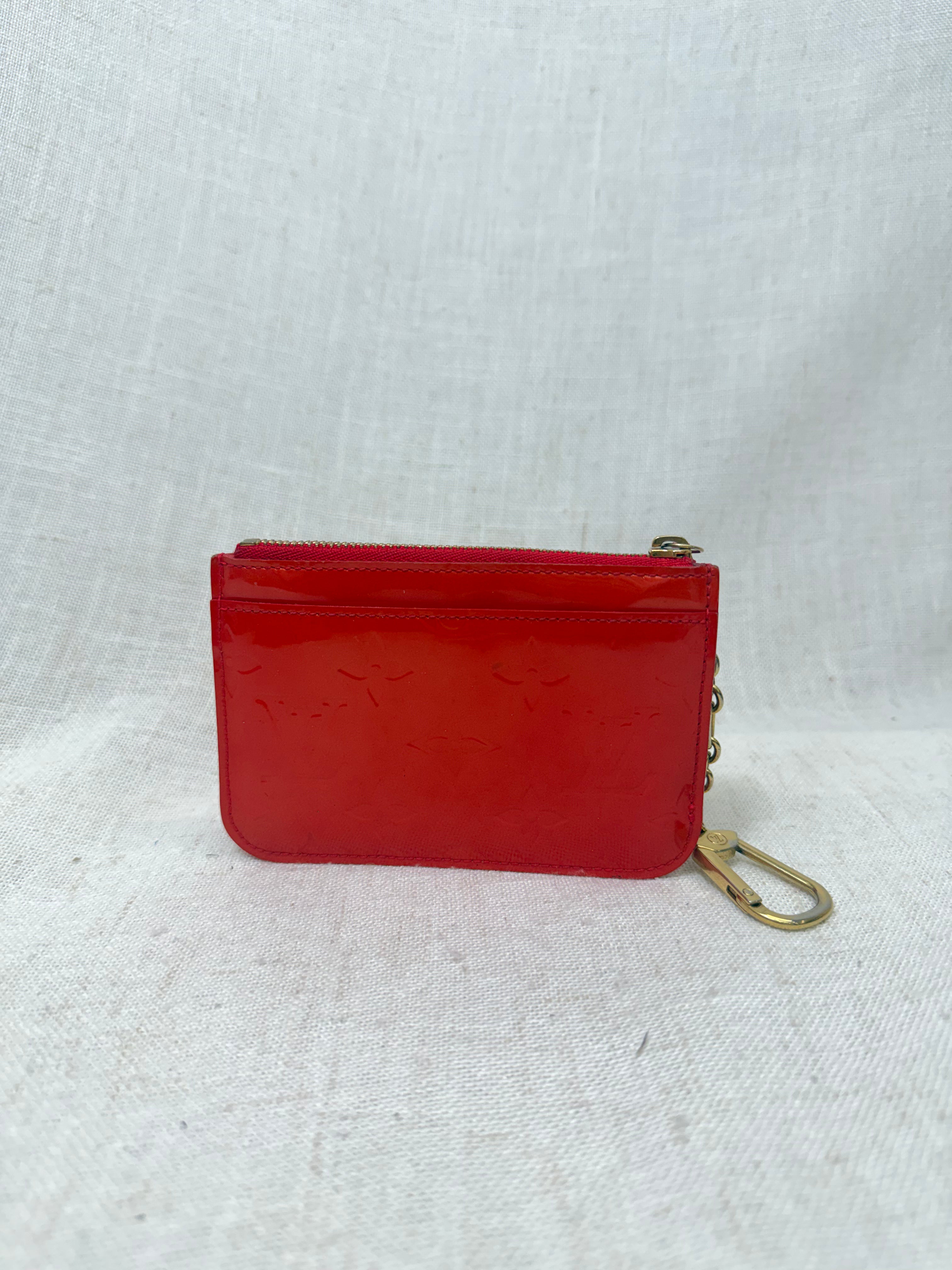 Louis Vuitton Red Vernis Pochette Key Cles