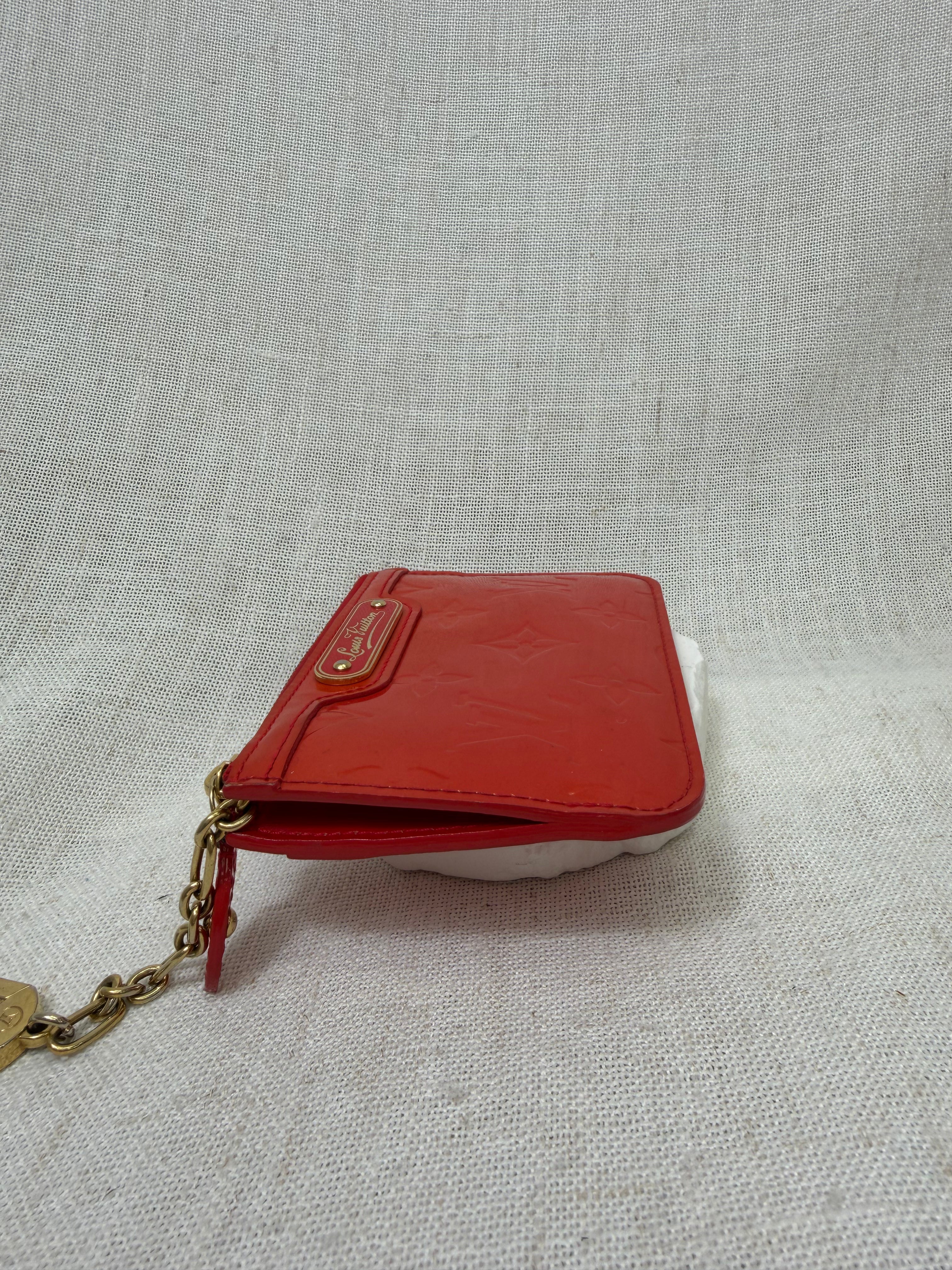 Louis Vuitton Red Vernis Pochette Key Cles
