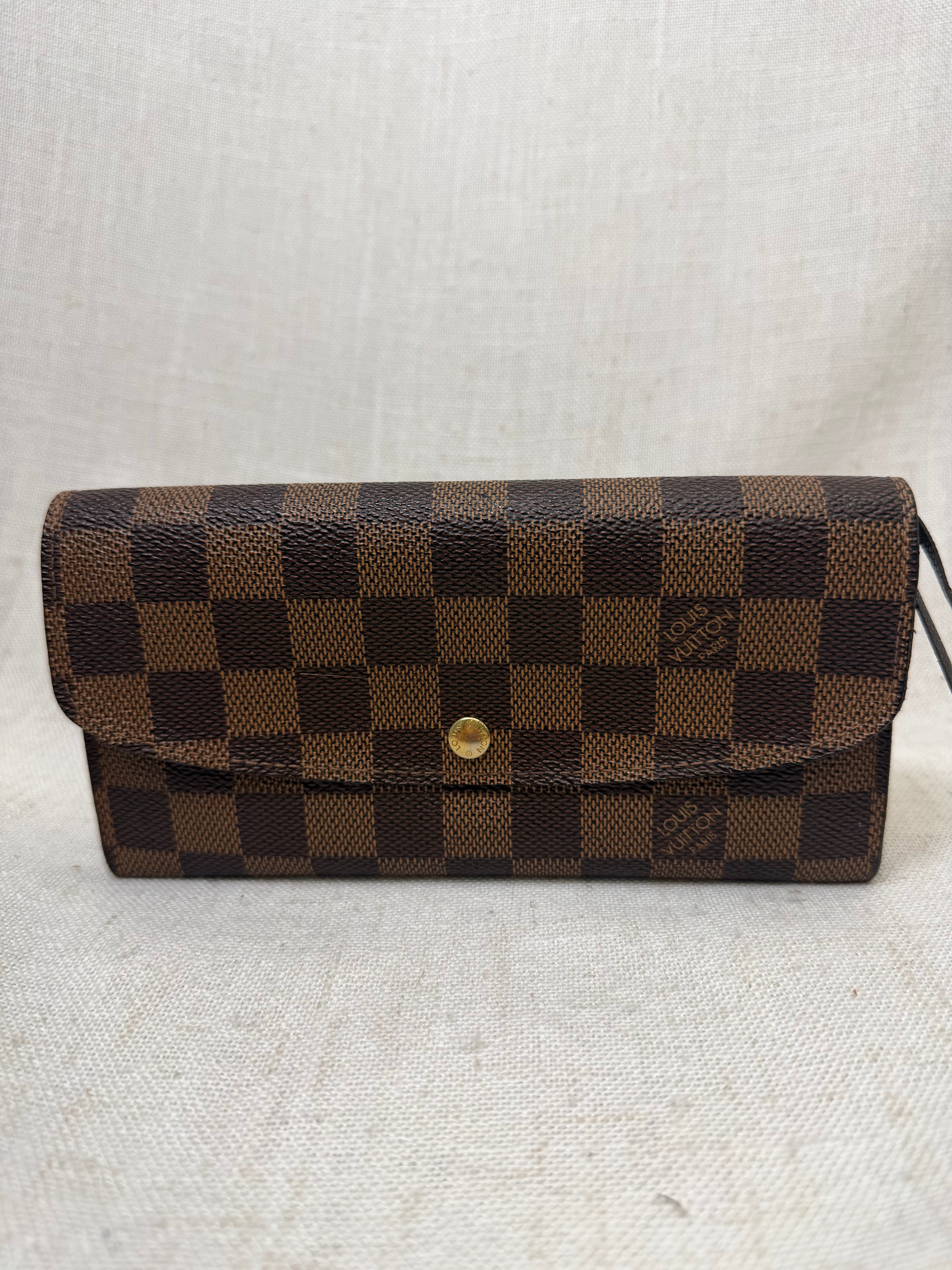 Louis Vuitton Damier Ebene & Brown Emilie Wallet