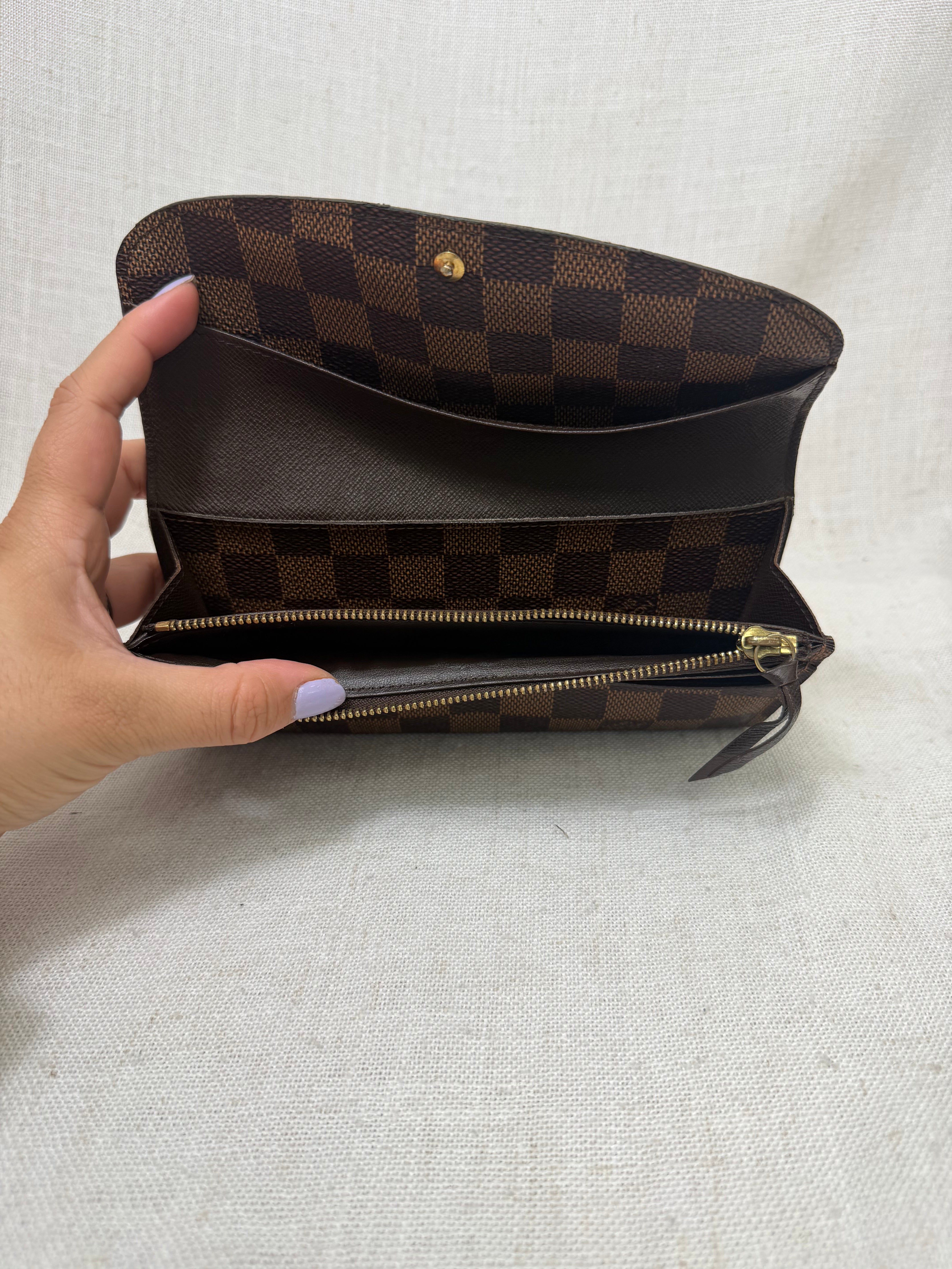 Louis Vuitton Damier Ebene & Brown Emilie Wallet