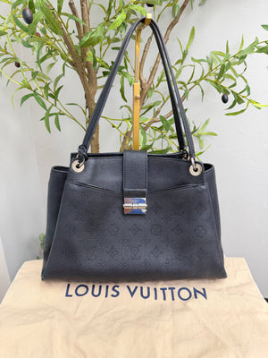 Louis Vuitton Monogram Black Mahina Leather Sevres Bag