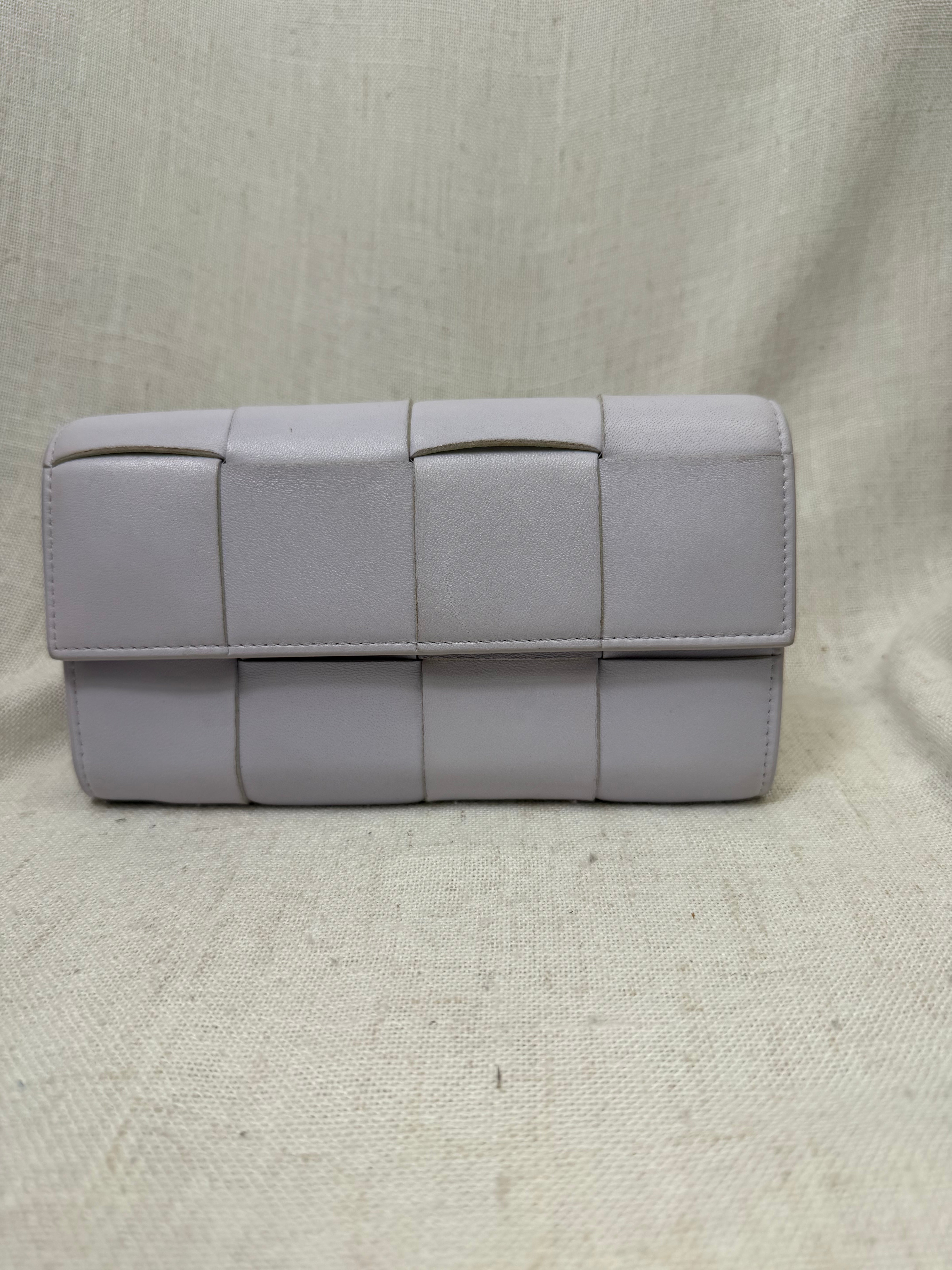 Bottega Veneta Lavender Leather Cassette Flap Wallet