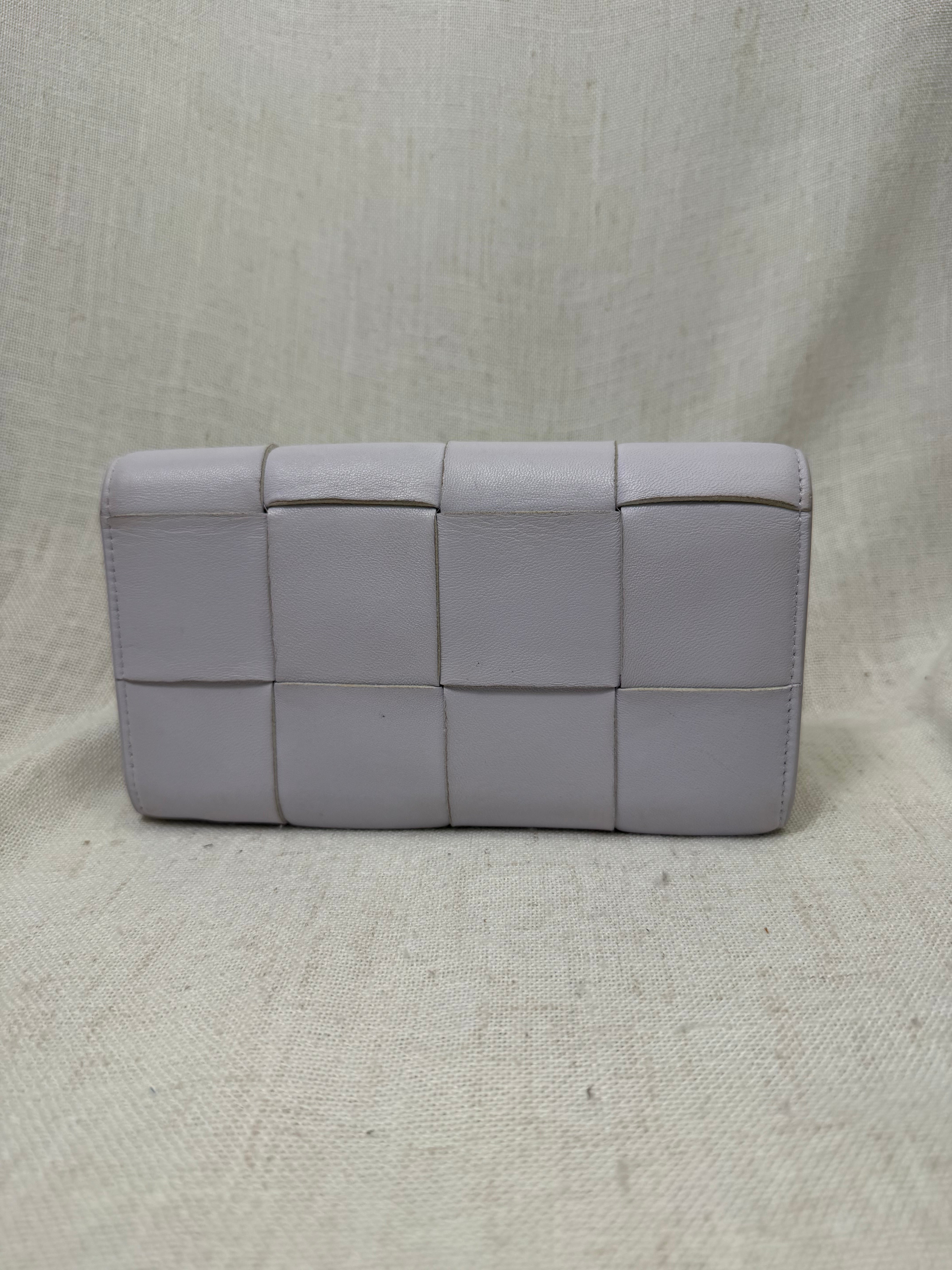 Bottega Veneta Lavender Leather Cassette Flap Wallet