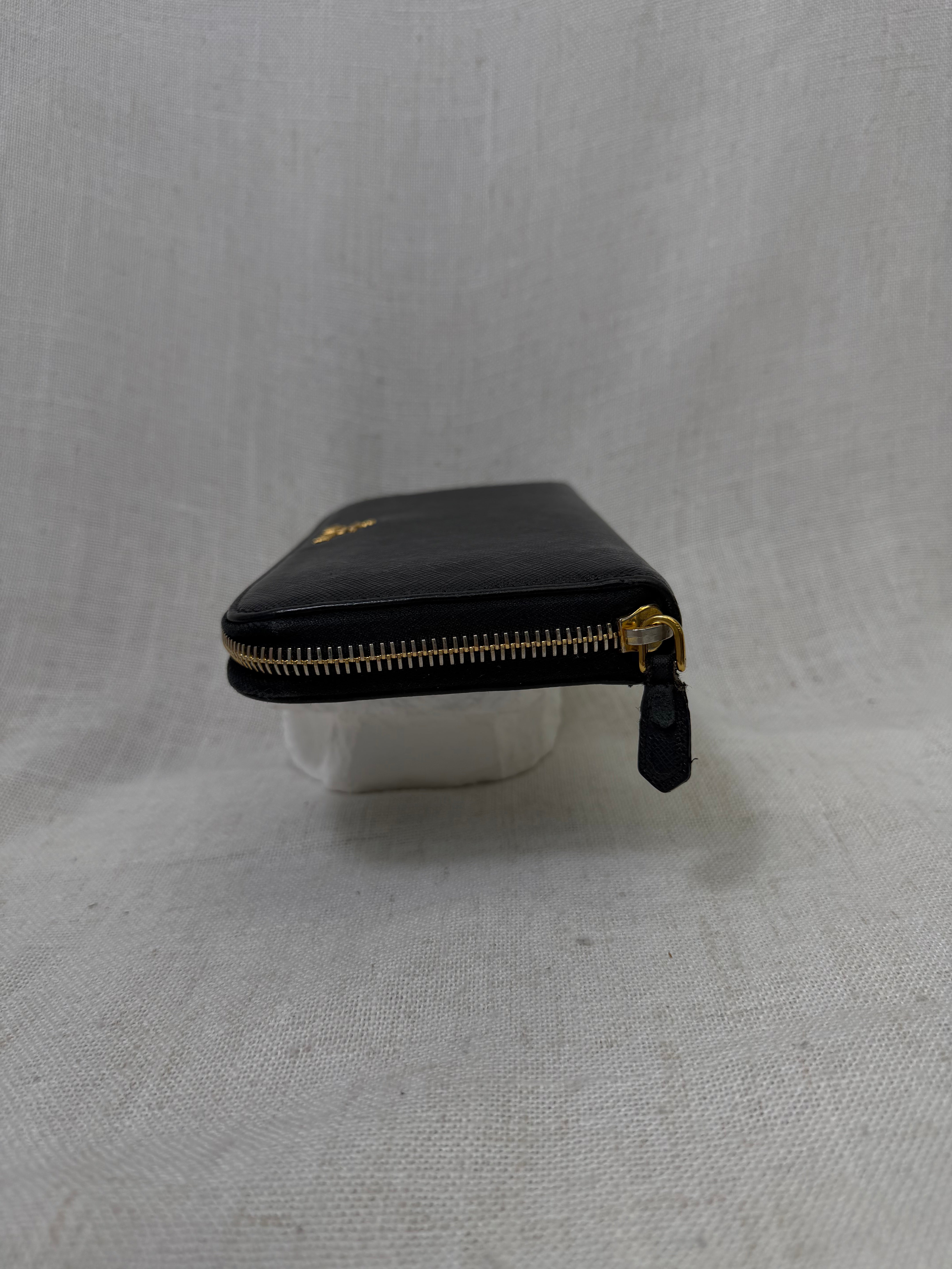 Prada Black Saffiano Leather Zippy wallet