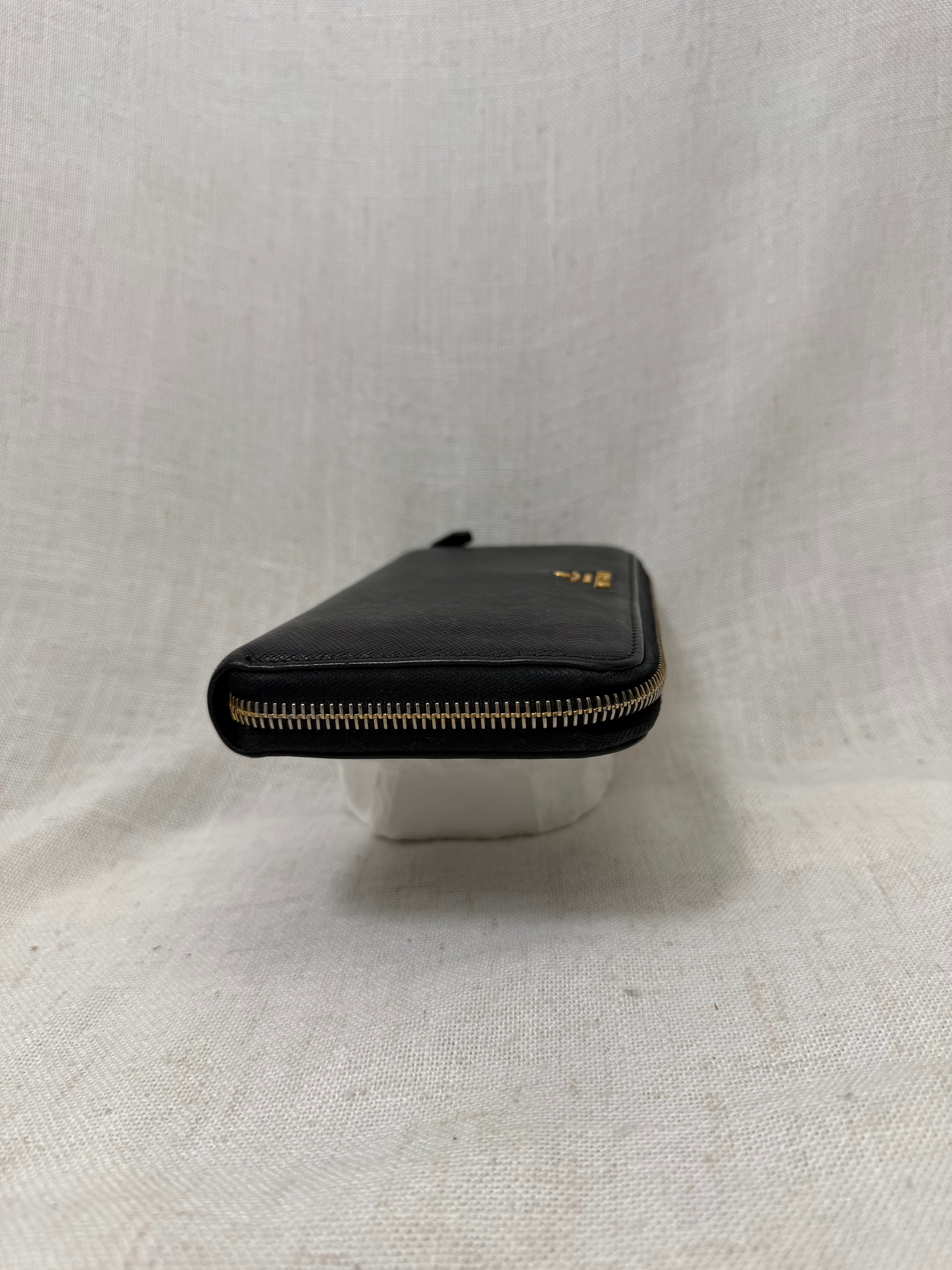 Prada Black Saffiano Leather Zippy wallet