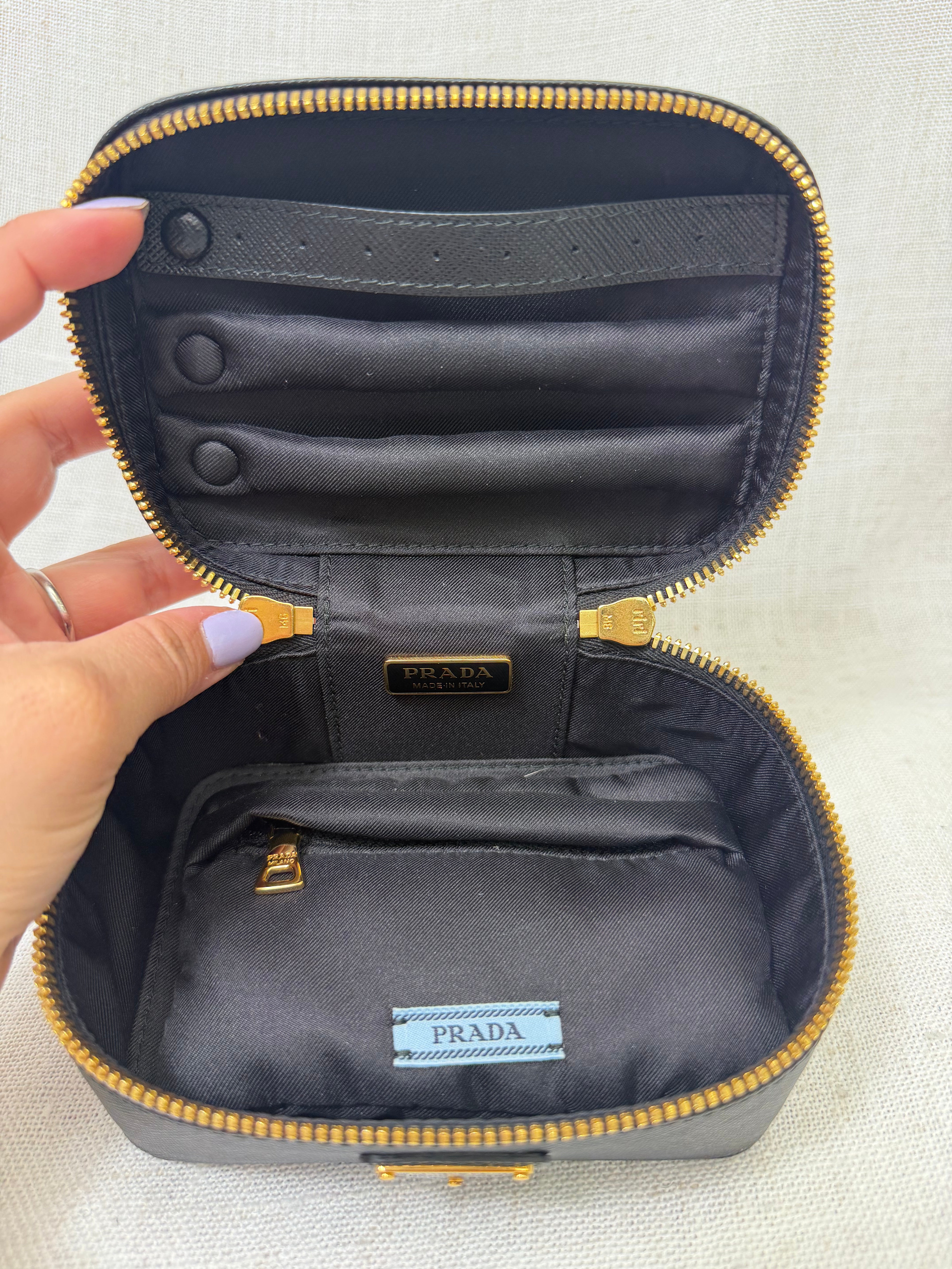Prada Black Saffiano Leather Beauty Case