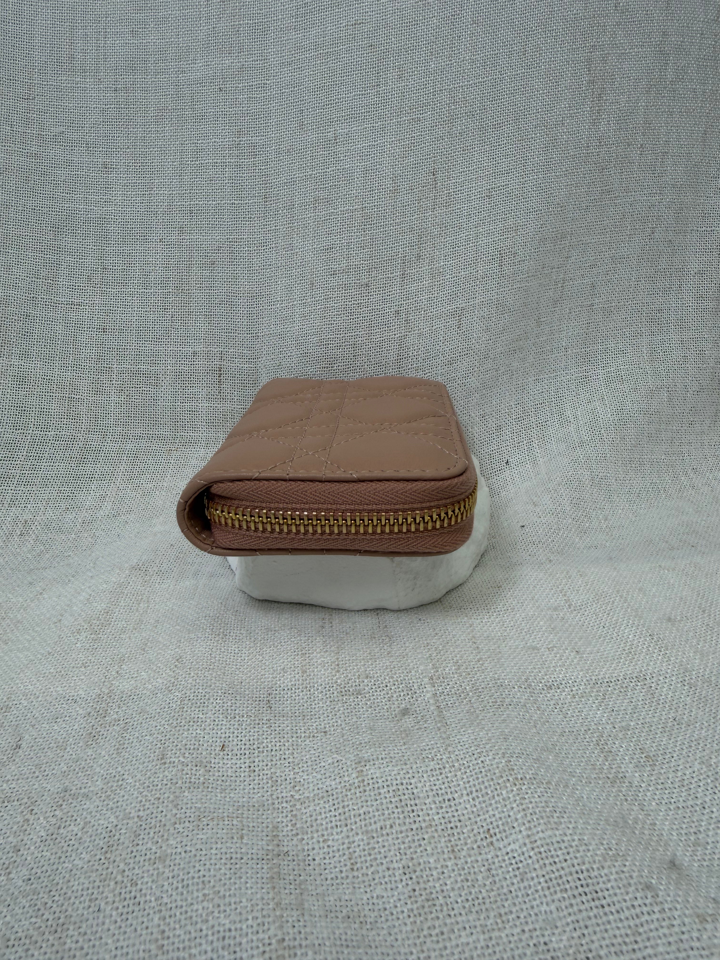 Christian Dior Pink Leather Lady Dior Voyageur Compact Card Pouch