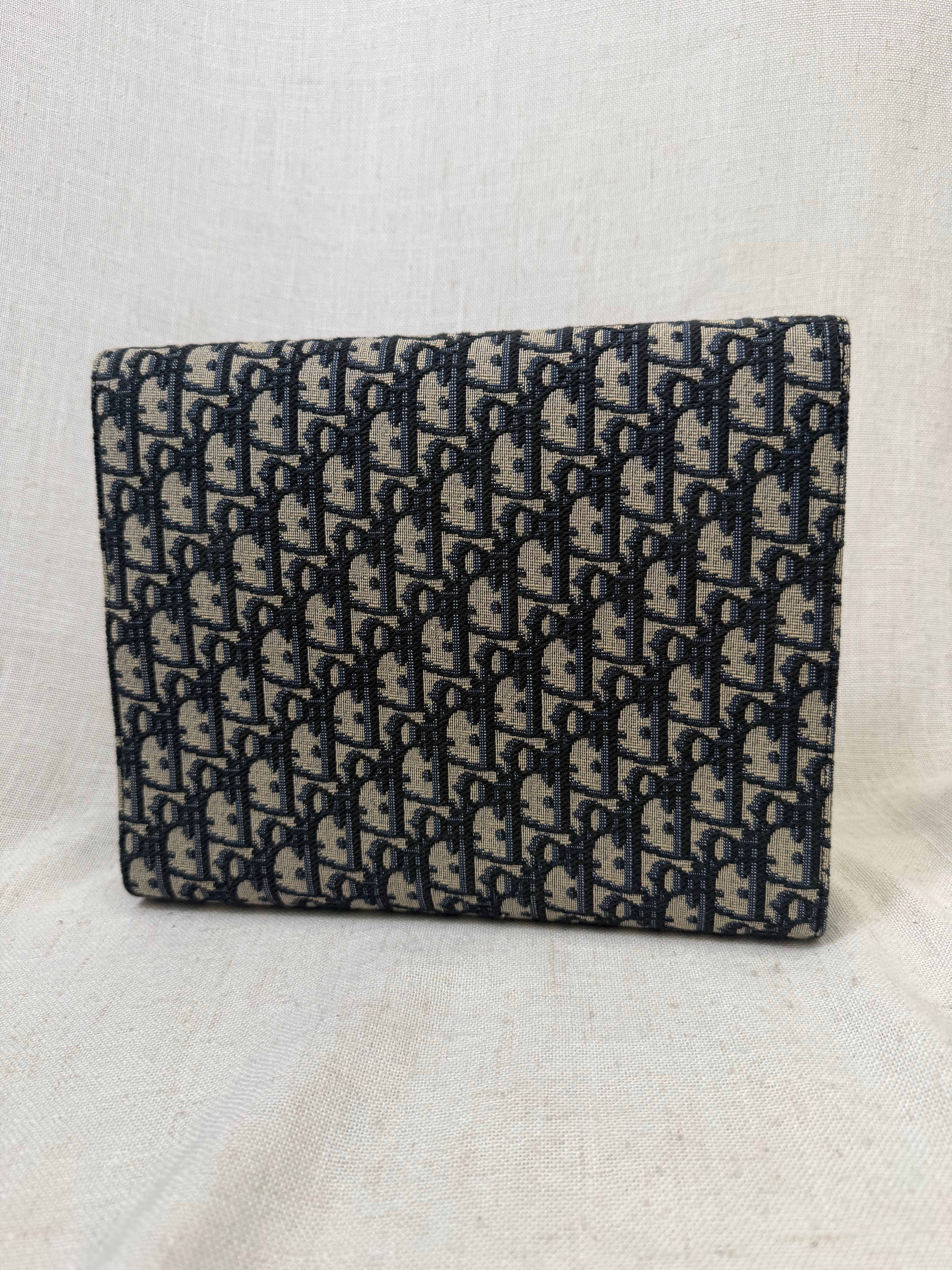 BRAND NEW - Christian Dior Blue Oblique Jacquard Saddel Flap Ipad Notebook case