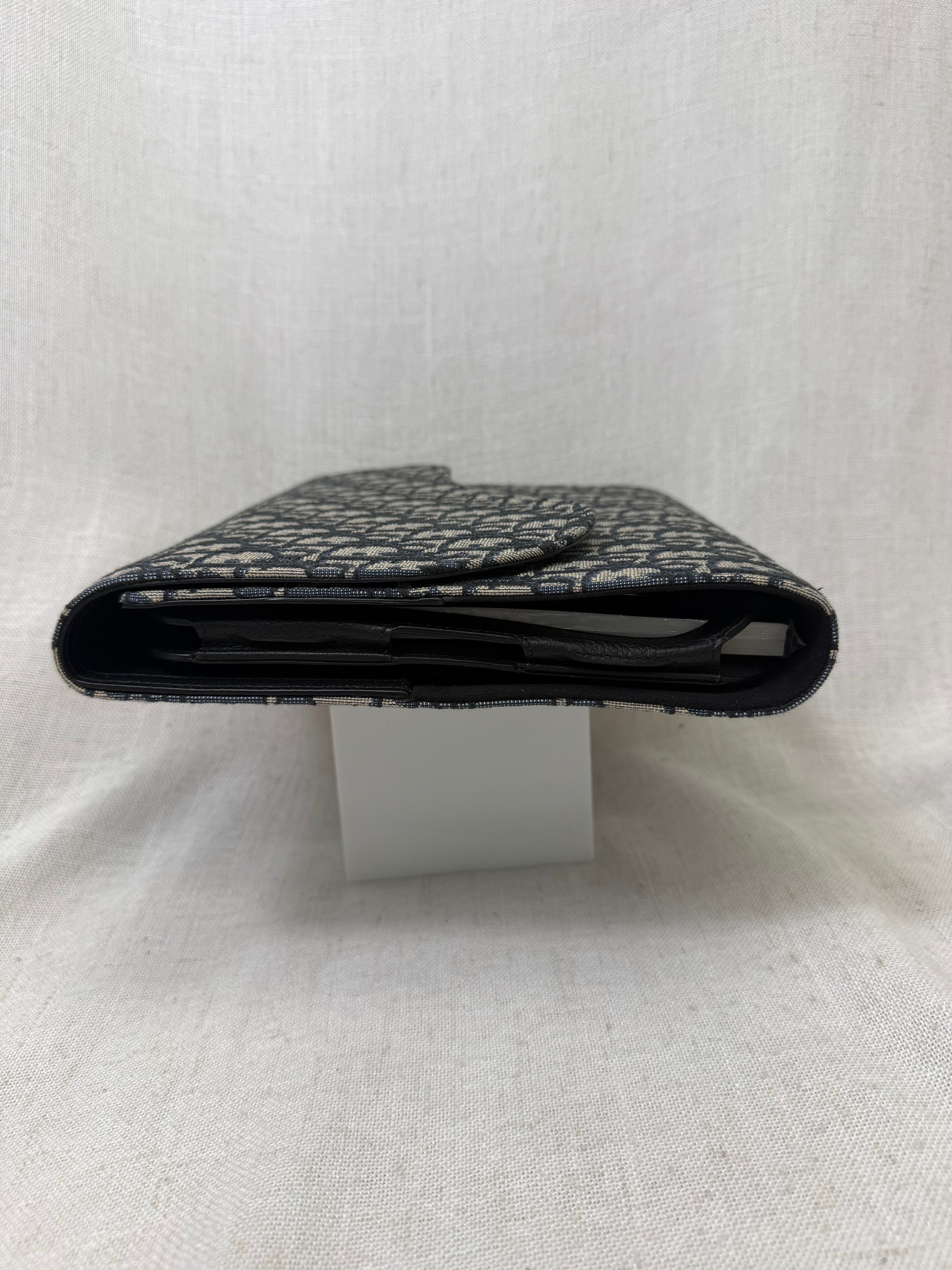 BRAND NEW - Christian Dior Blue Oblique Jacquard Saddel Flap Ipad Notebook case
