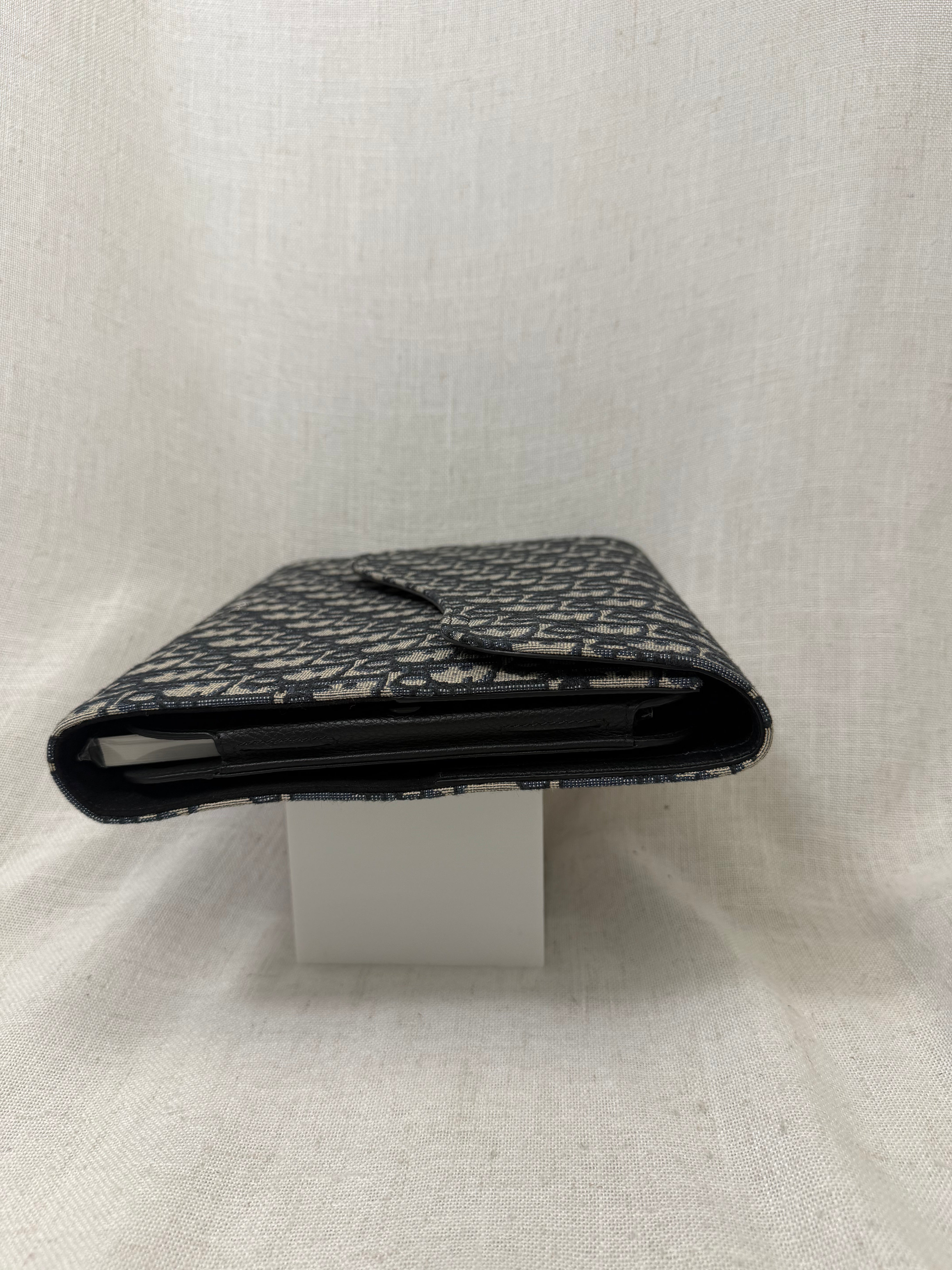 BRAND NEW - Christian Dior Blue Oblique Jacquard Saddel Flap Ipad Notebook case