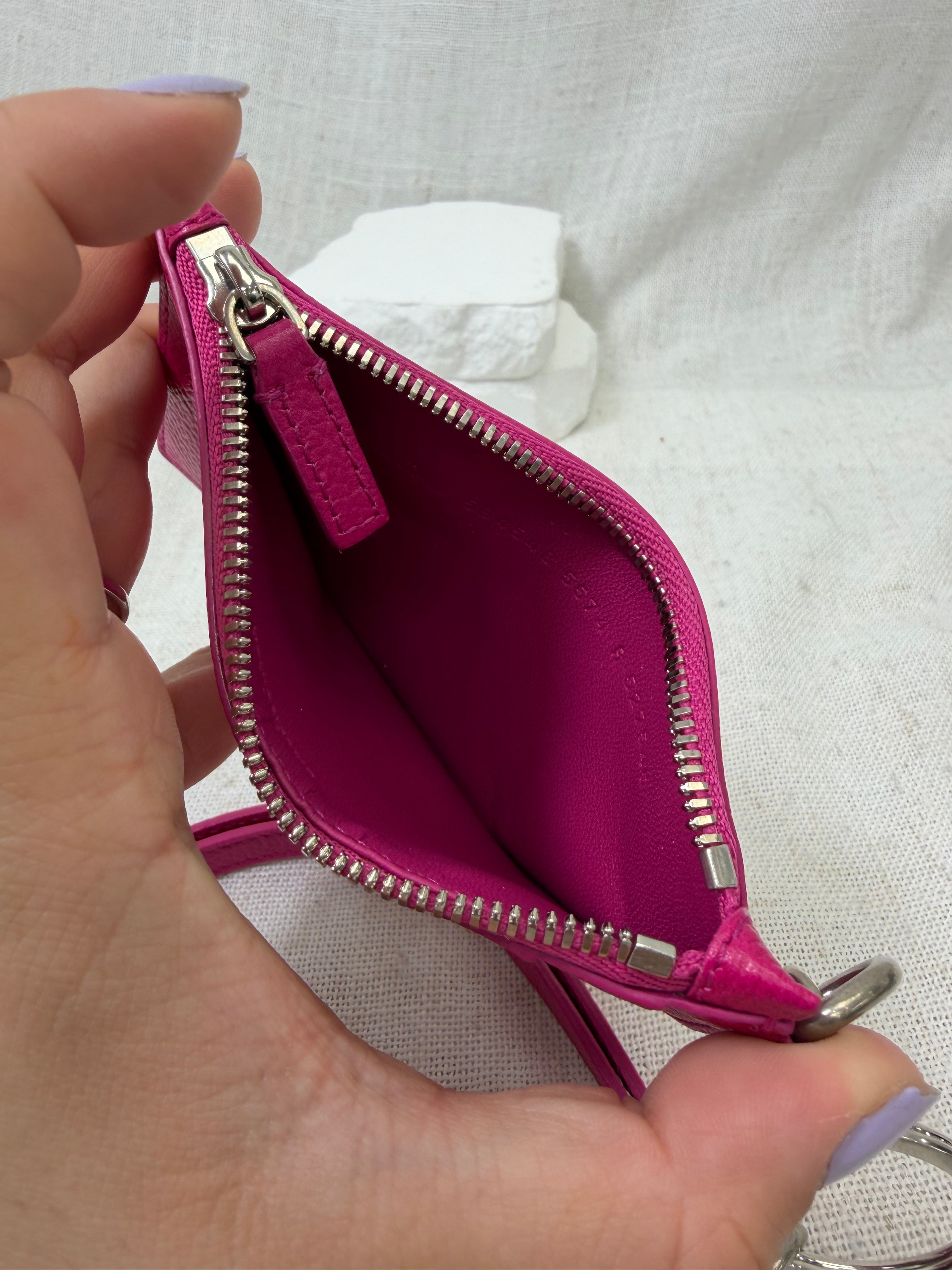 Balenciaga Fuchsia Leather Miami Logo Cash Card Case