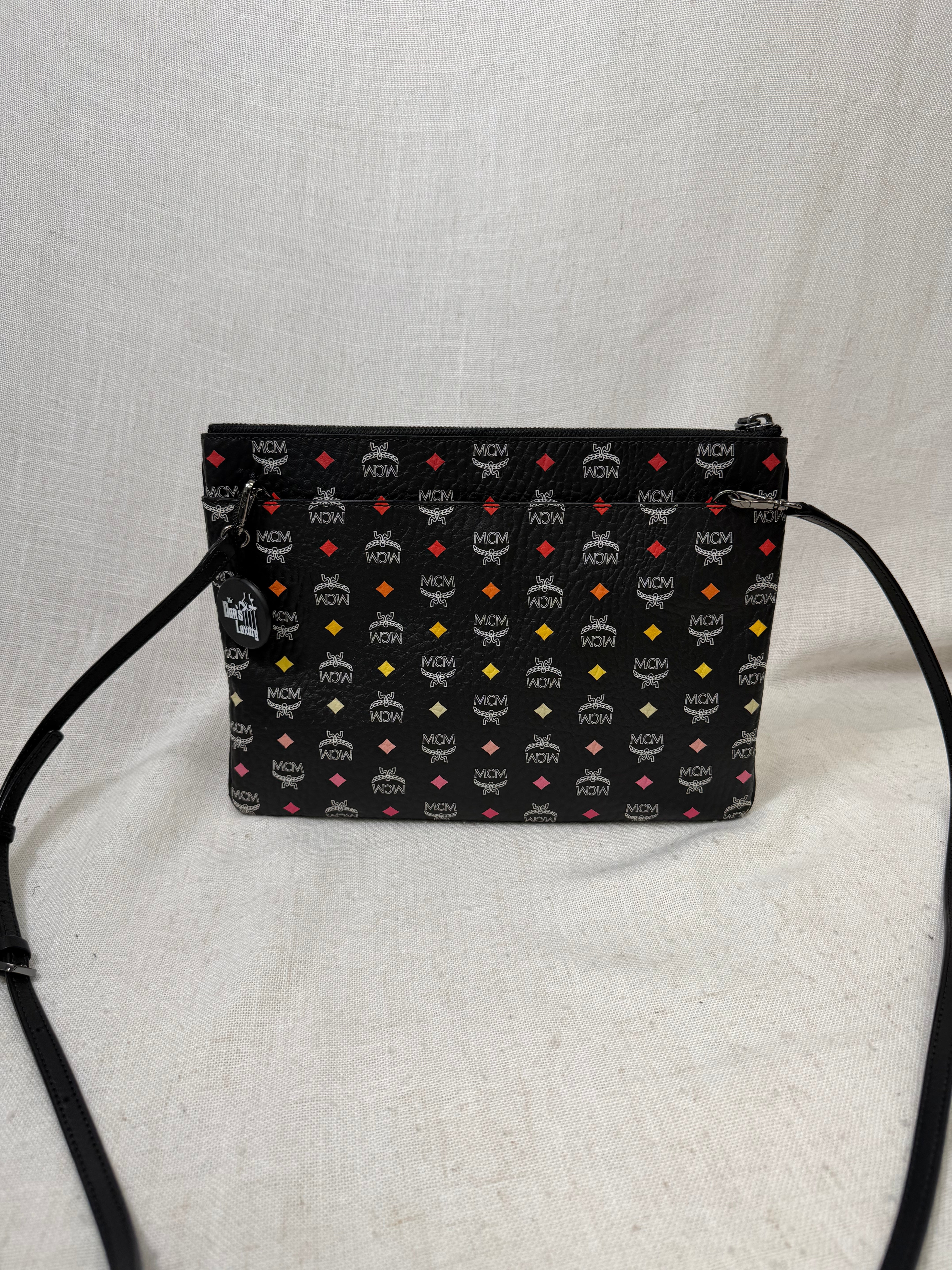 MCM Black Coated Canvas Skyoptic Visetos Crossbody Pouch