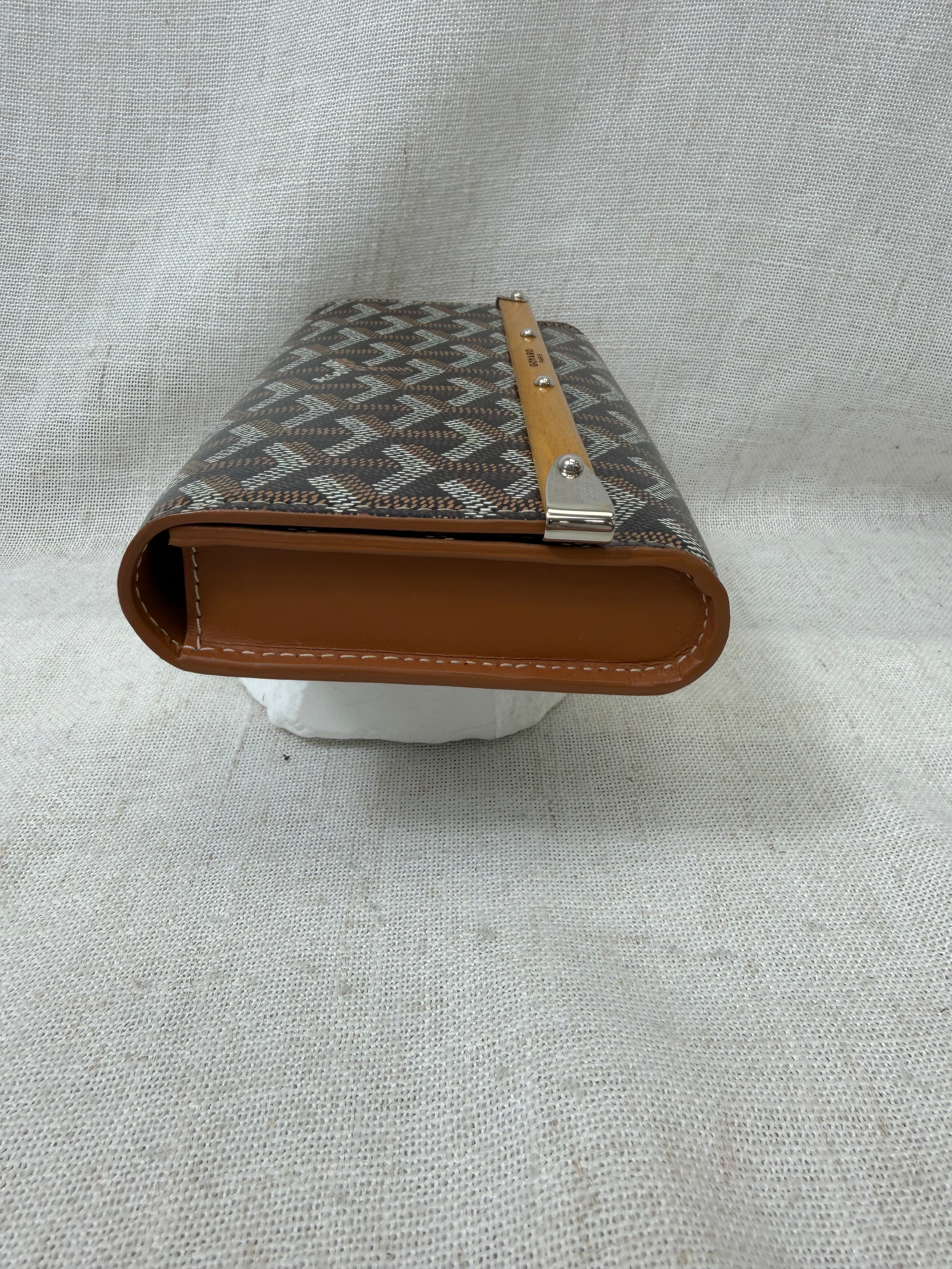 Goyard Black Goyardine Leather Monte Carlo Bois Clutch