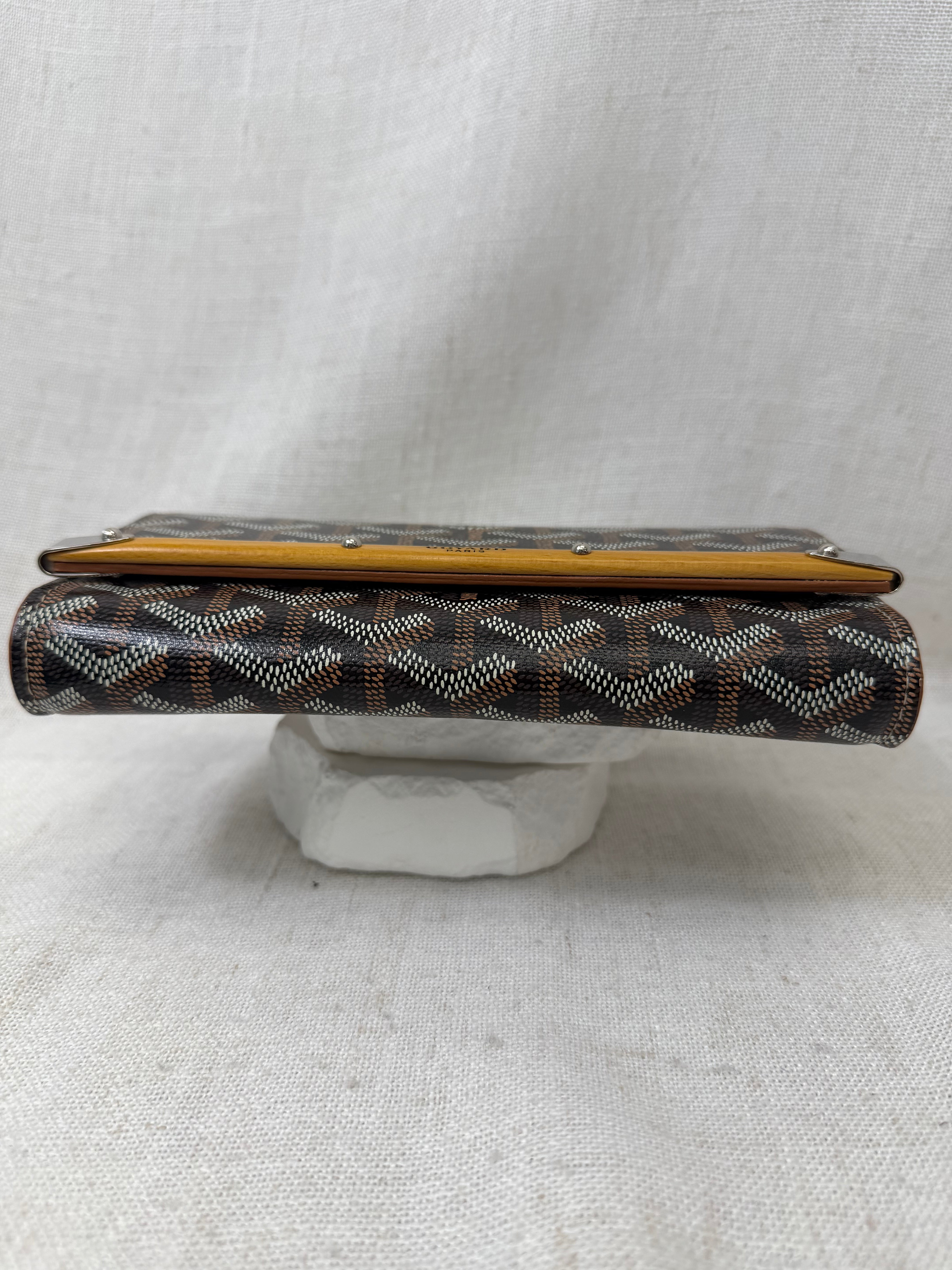 Goyard Black Goyardine Leather Monte Carlo Bois Clutch