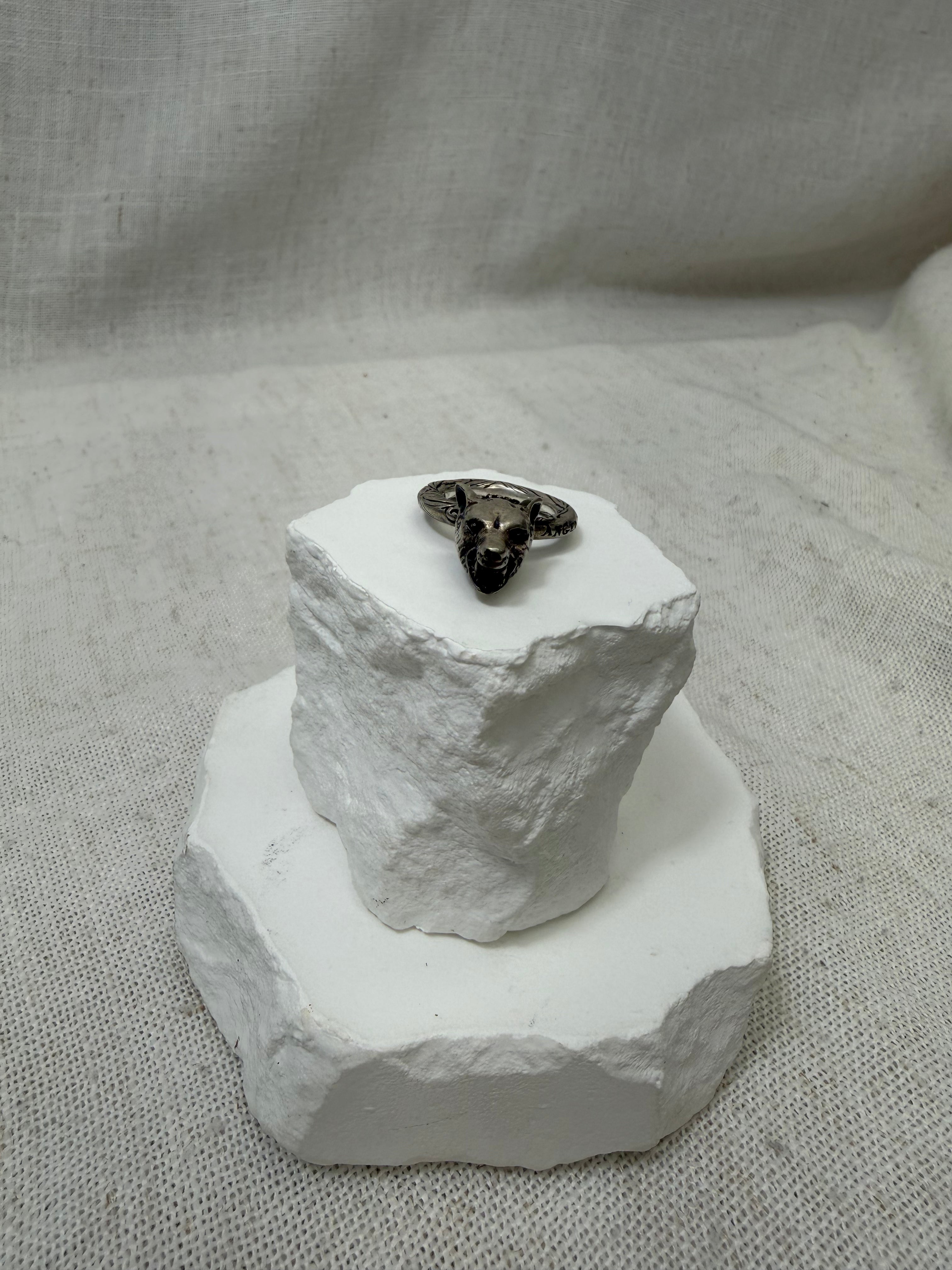 Gucci Sterling Silver Anger Forest Wolf Ring Size 6