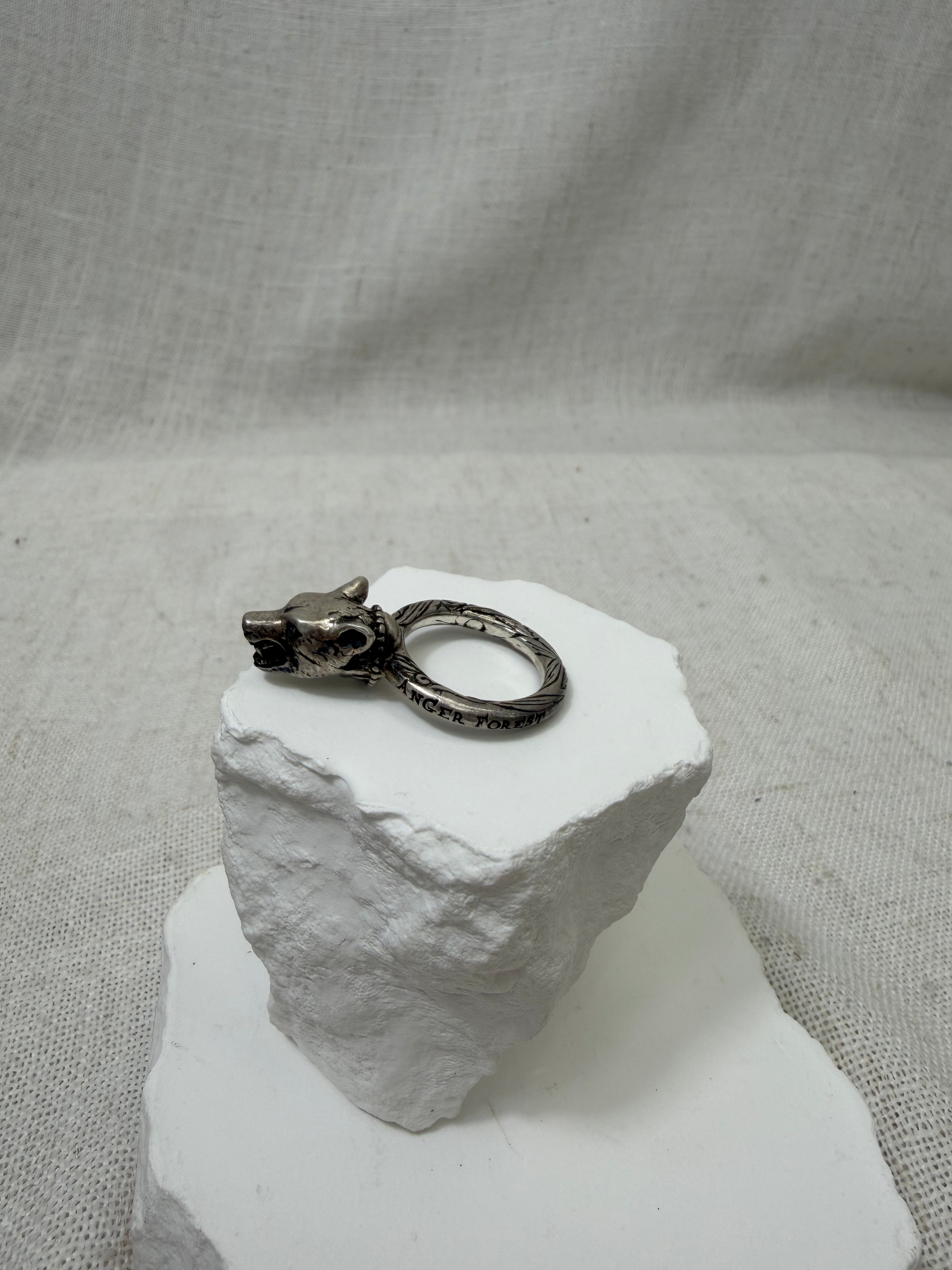Gucci Sterling Silver Anger Forest Wolf Ring Size 6