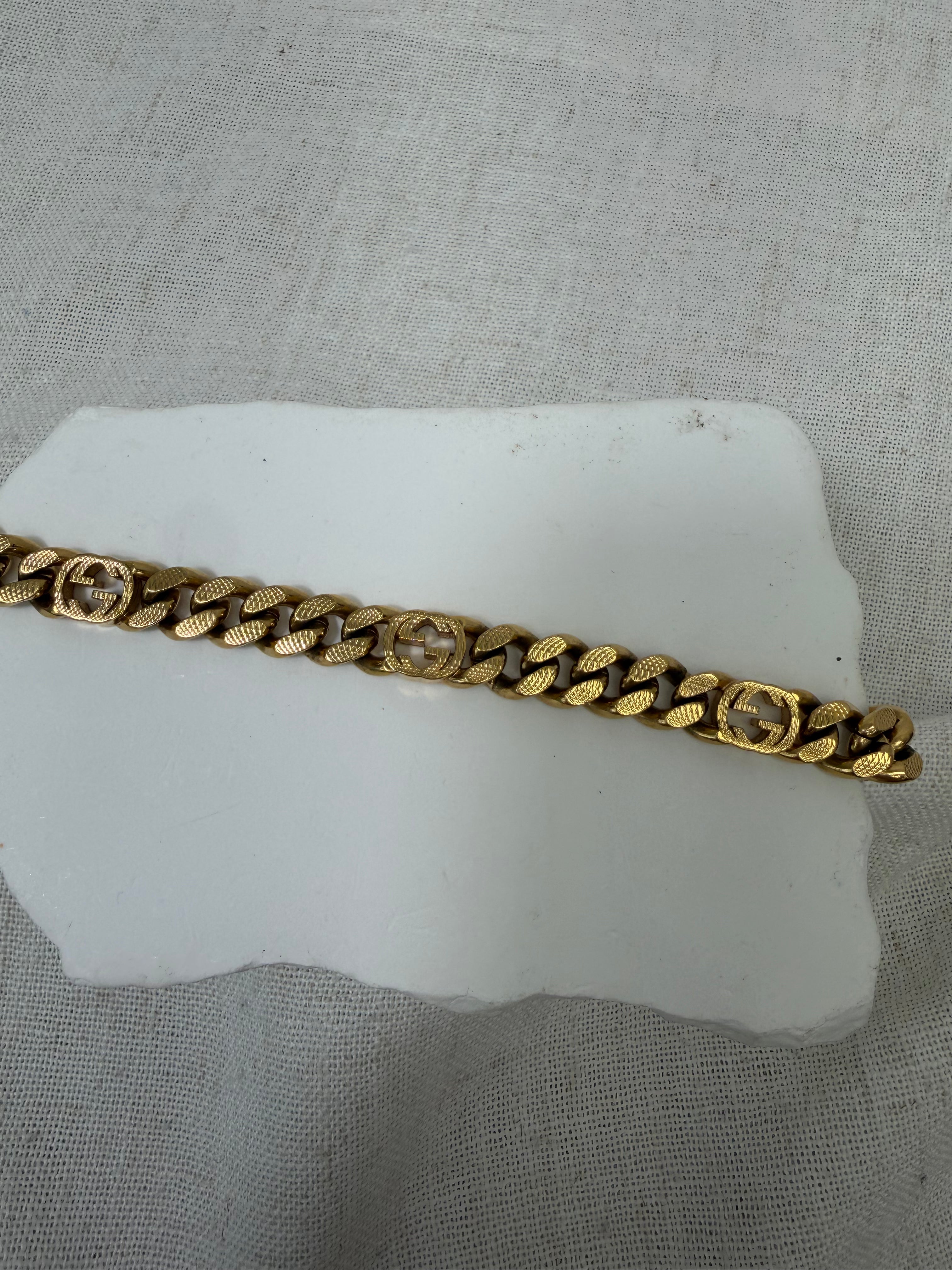 Gucci Gold Tone Interlocking G Chain Bracelet