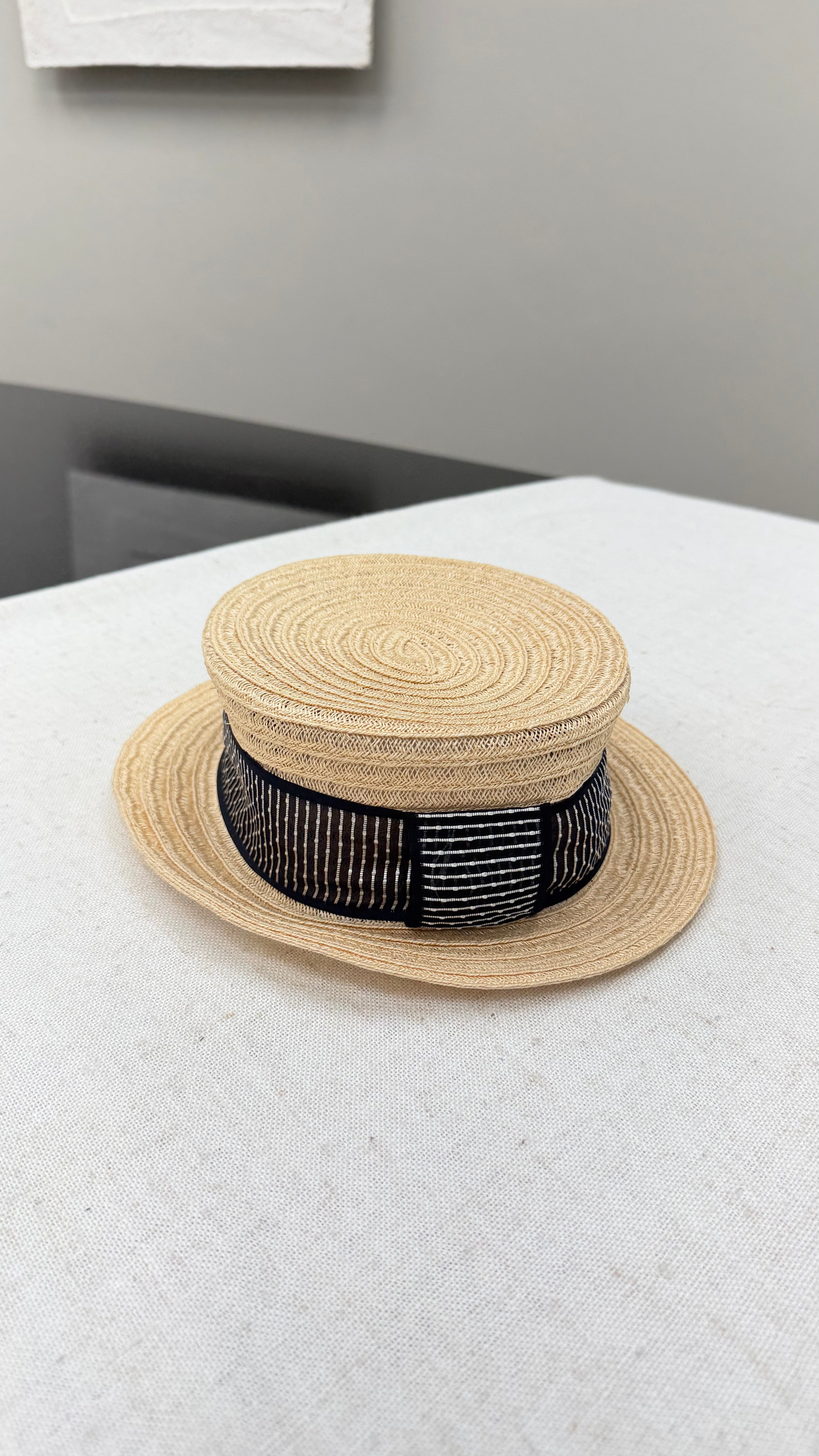 Chanel Tan Straw Boater Hat