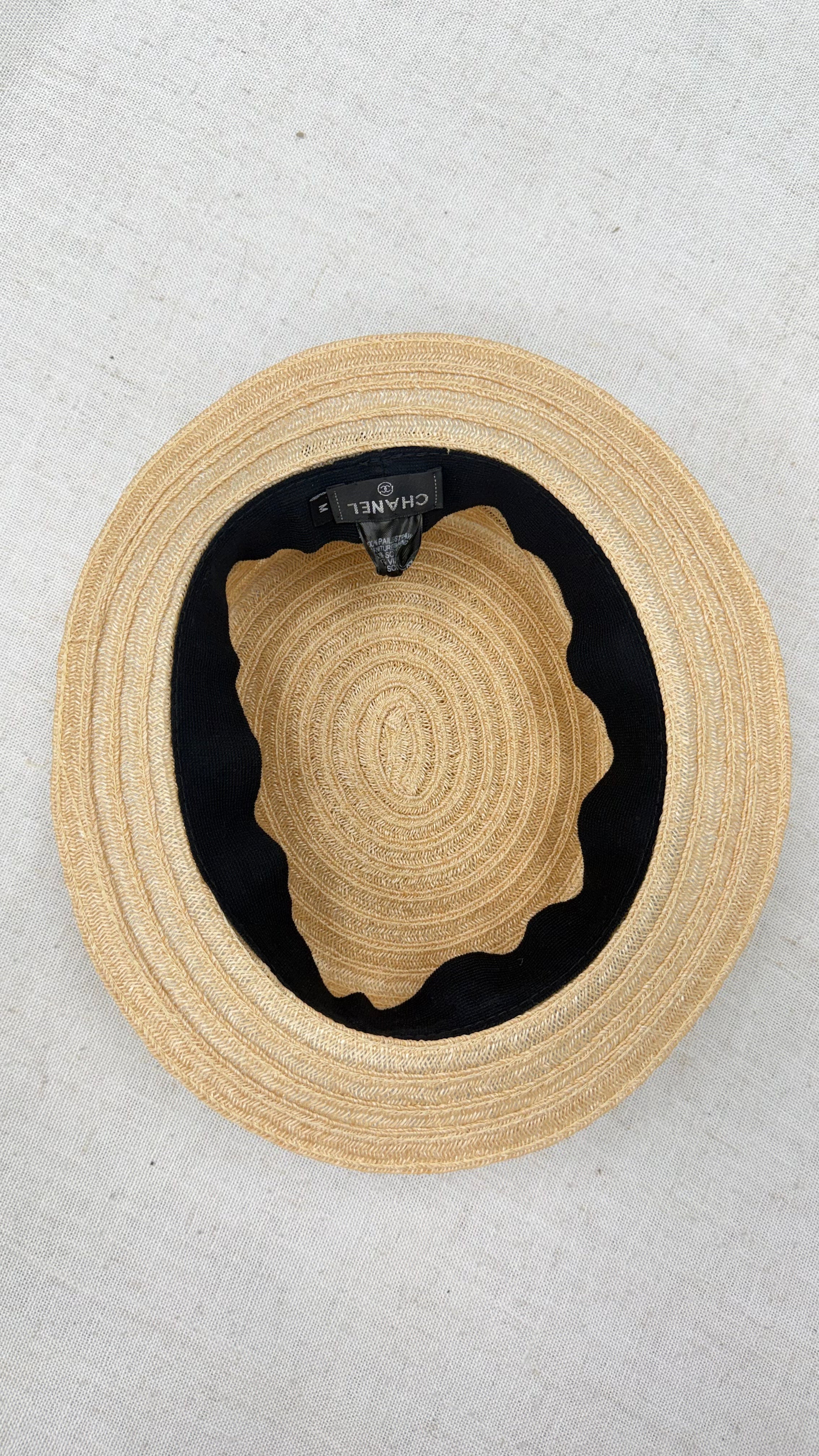 Chanel Tan Straw Boater Hat