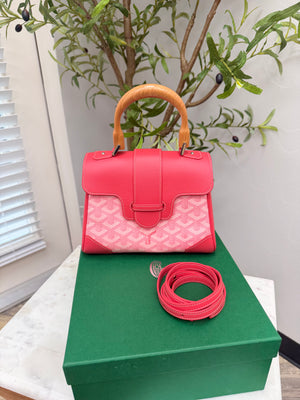 BRAND NEW - Goyard Pink Goyardine And Leather Saigon Mini Top Handle Bag
