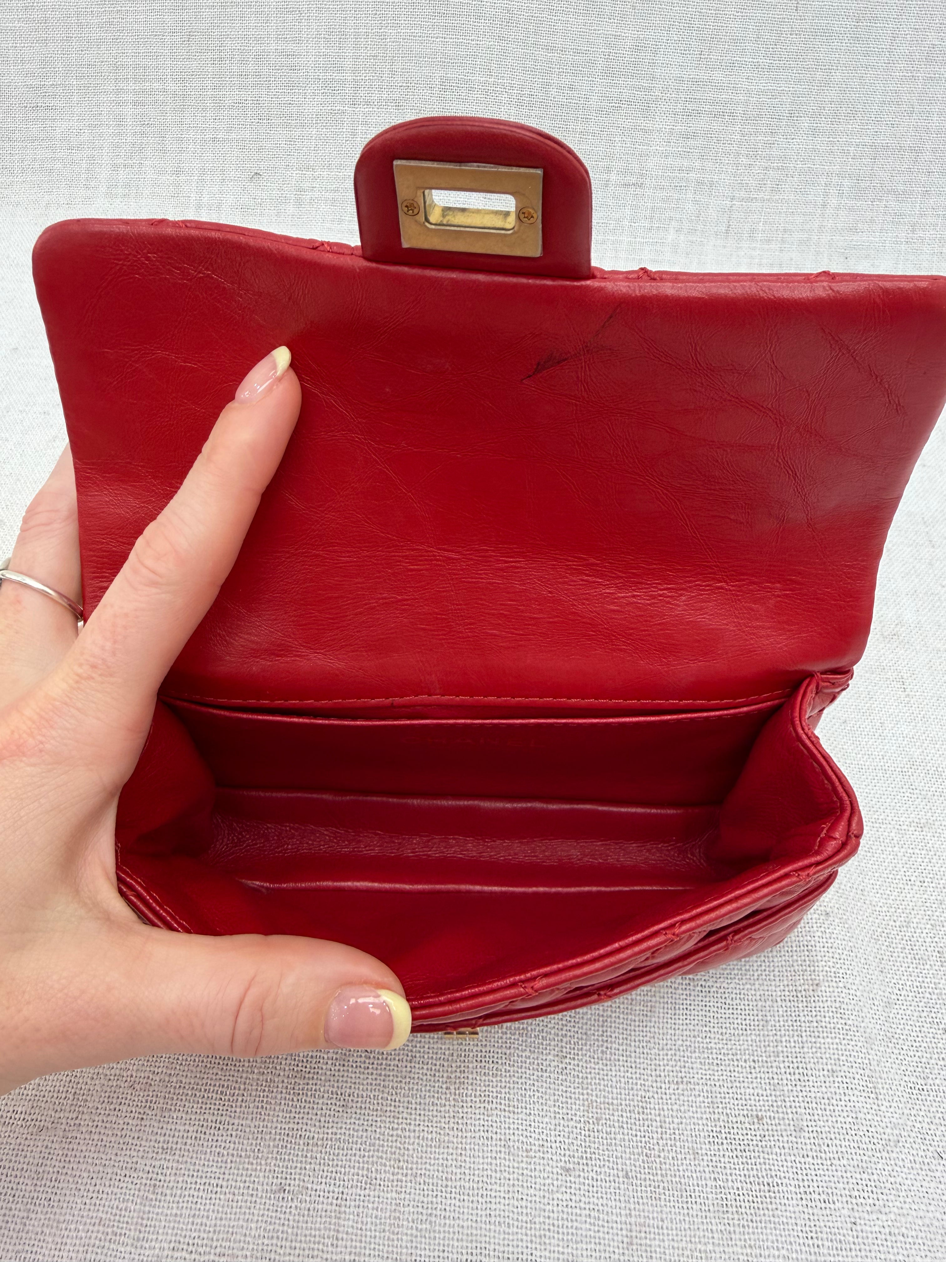 Chanel Red Aged Calfskin Quilted 2.55 Belt Bag