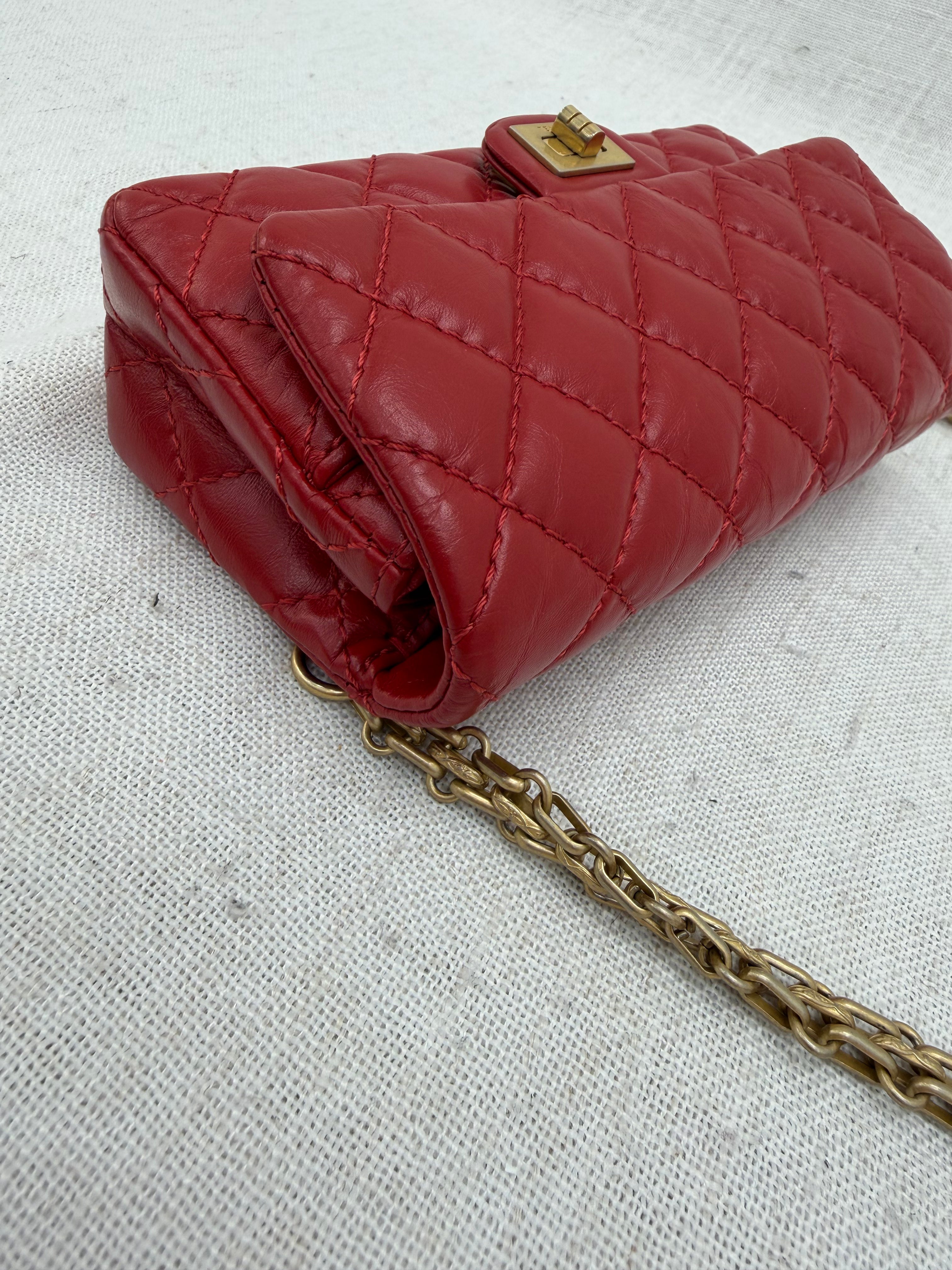 Chanel Red Aged Calfskin Quilted 2.55 Belt Bag