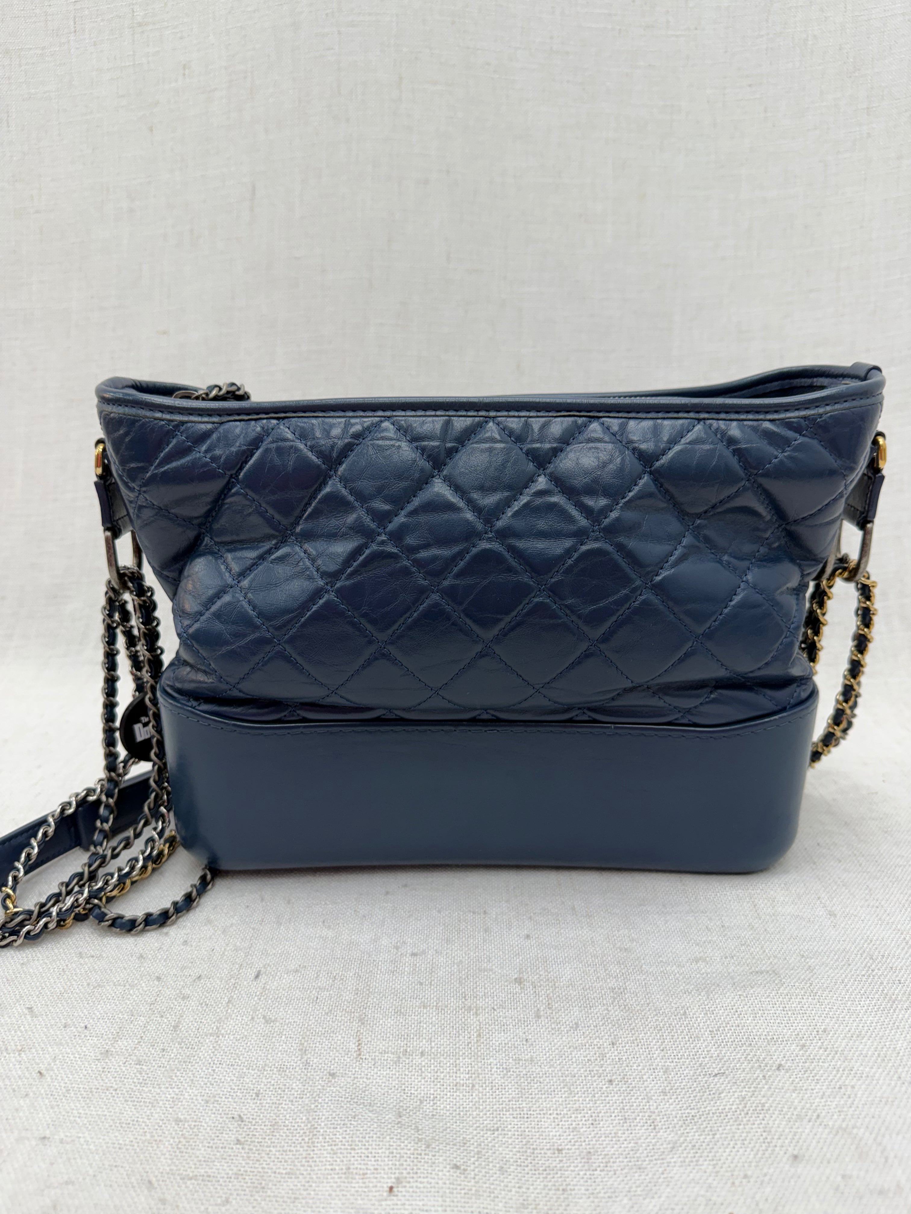 Chanel Navy Blue Quilted Lambskin Large Gabrielle Hobo Bag