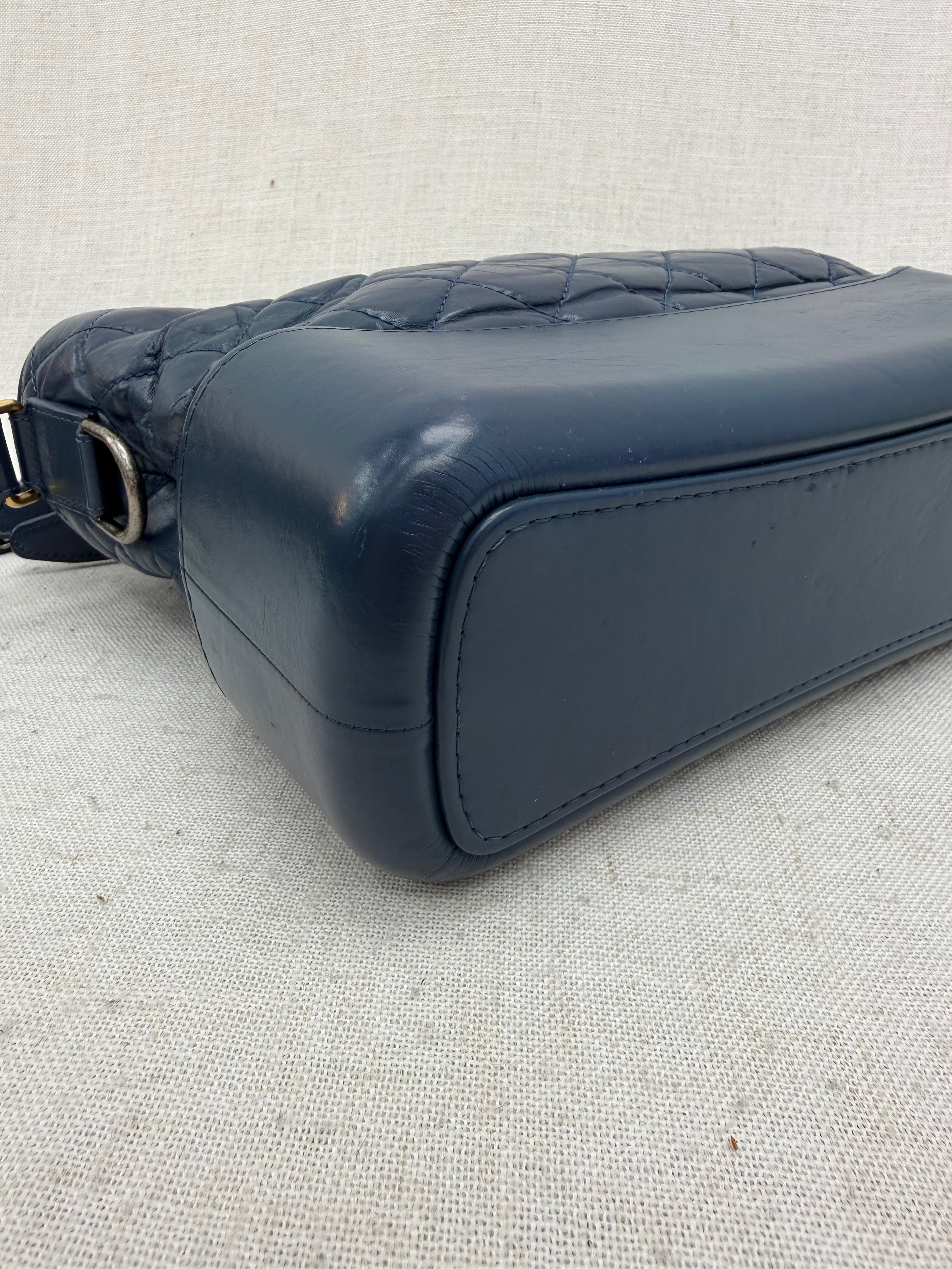 Chanel Navy Blue Quilted Lambskin Large Gabrielle Hobo Bag