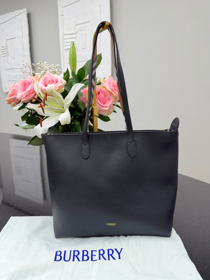 BRAND NEW -  Burberry Black Grained Leather Tote Bag
