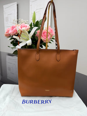 BRAND NEW - Burberry Brown Grained Leather Tote Bag
