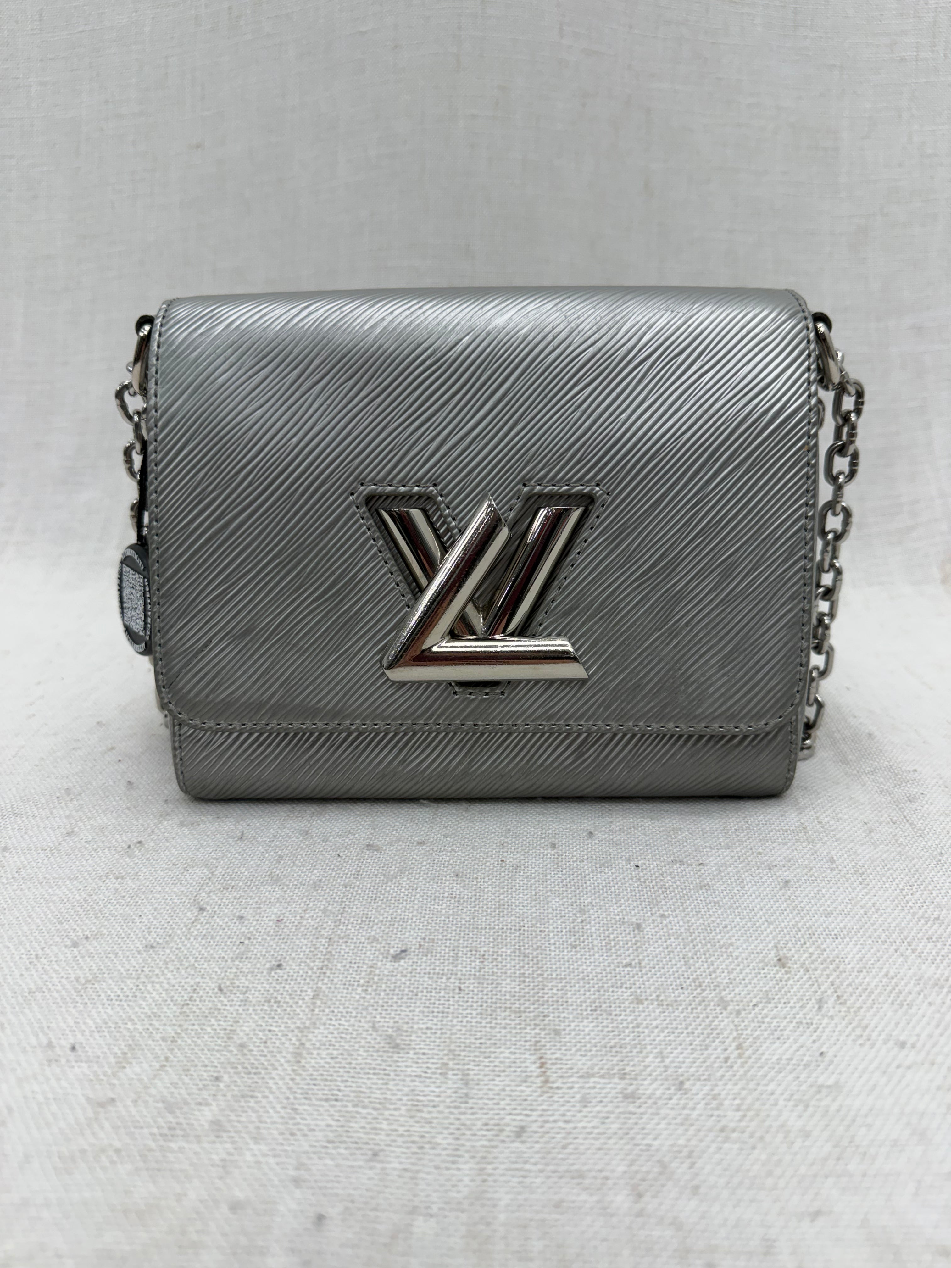 Louis Vuitton Silver Epi Leather Twist PM Chain Bag