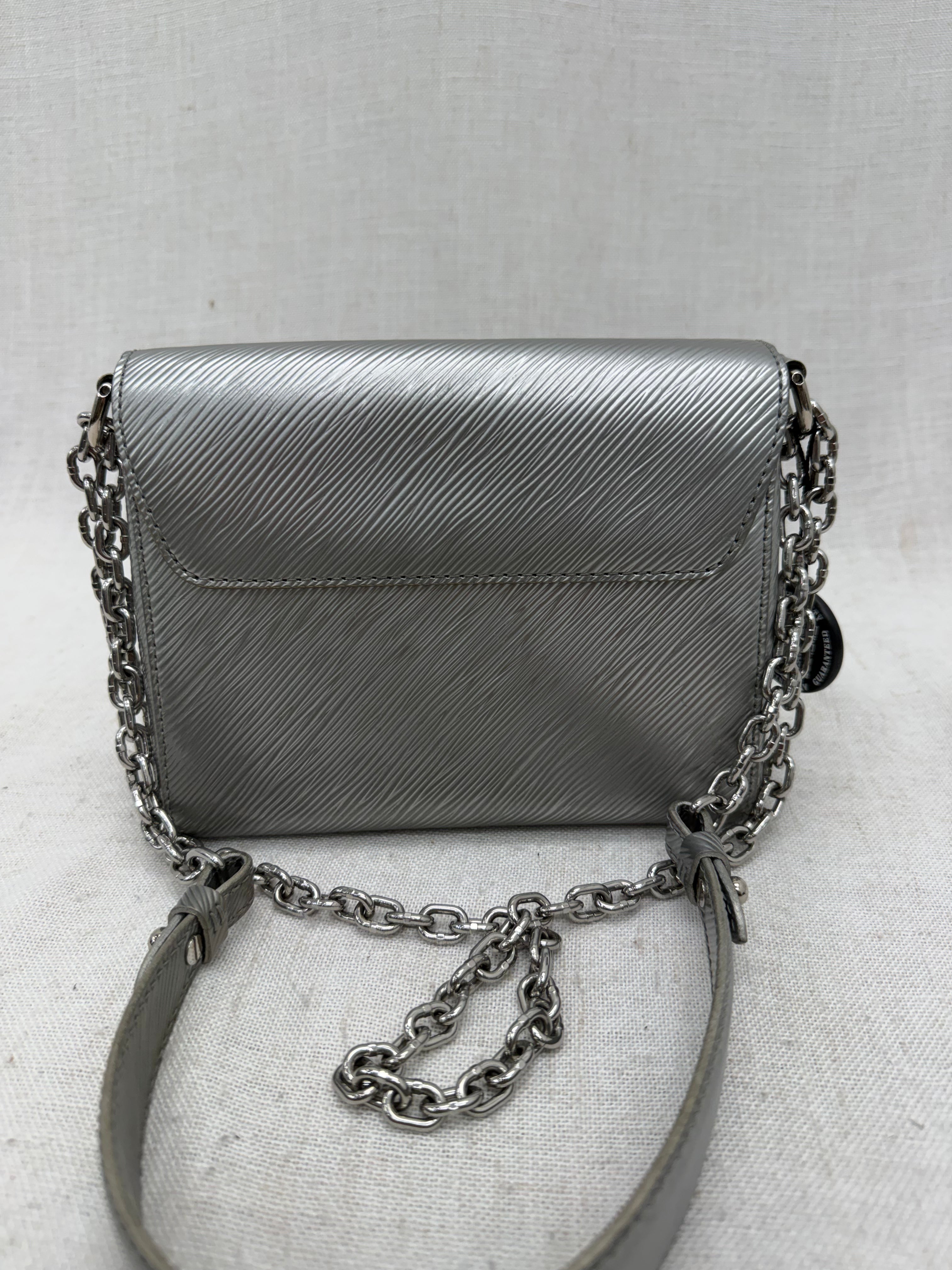Louis Vuitton Silver Epi Leather Twist PM Chain Bag