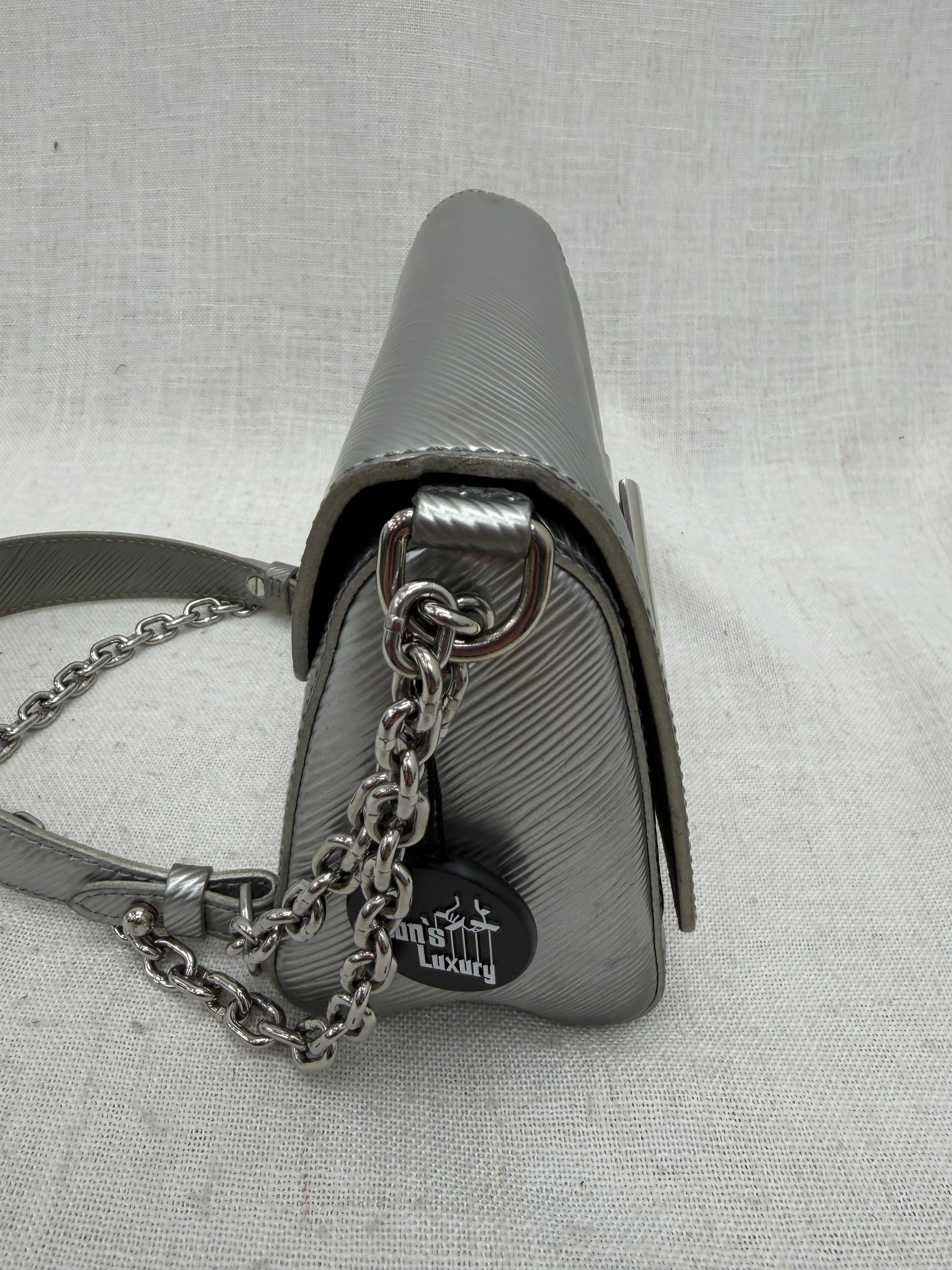 Louis Vuitton Silver Epi Leather Twist PM Chain Bag
