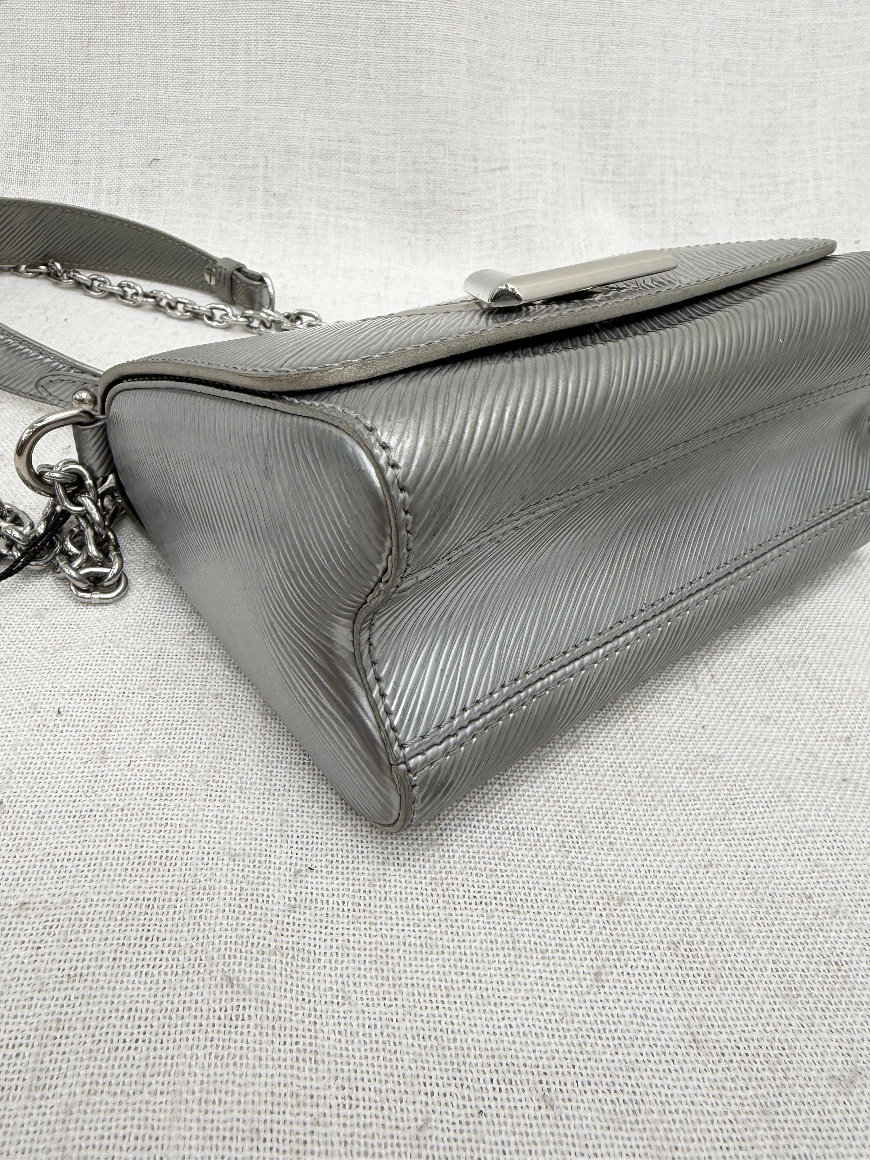Louis Vuitton Silver Epi Leather Twist PM Chain Bag