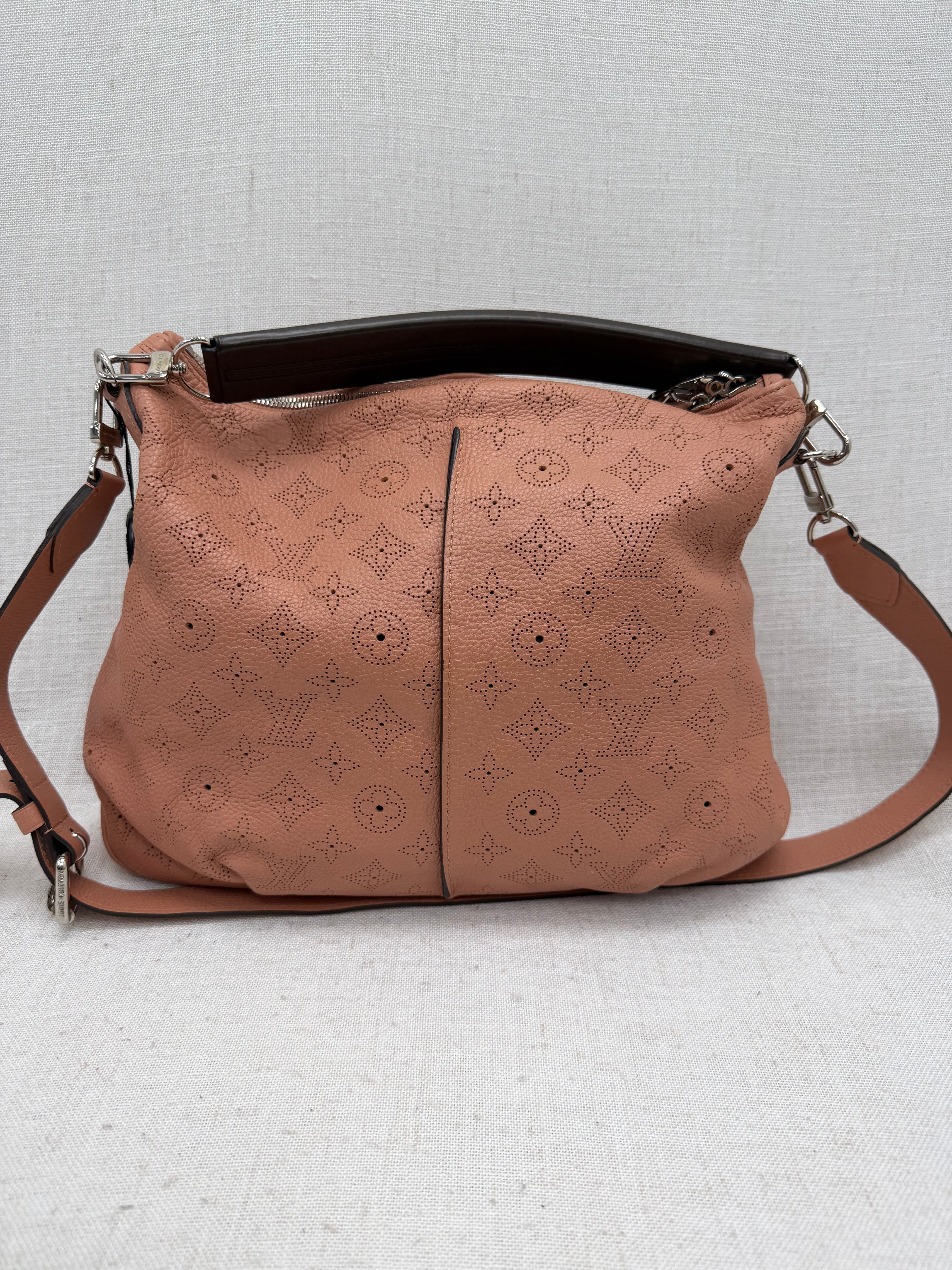 Louis Vuitton Rose Coral Mahina Leather Selene PM Hobo Bag
