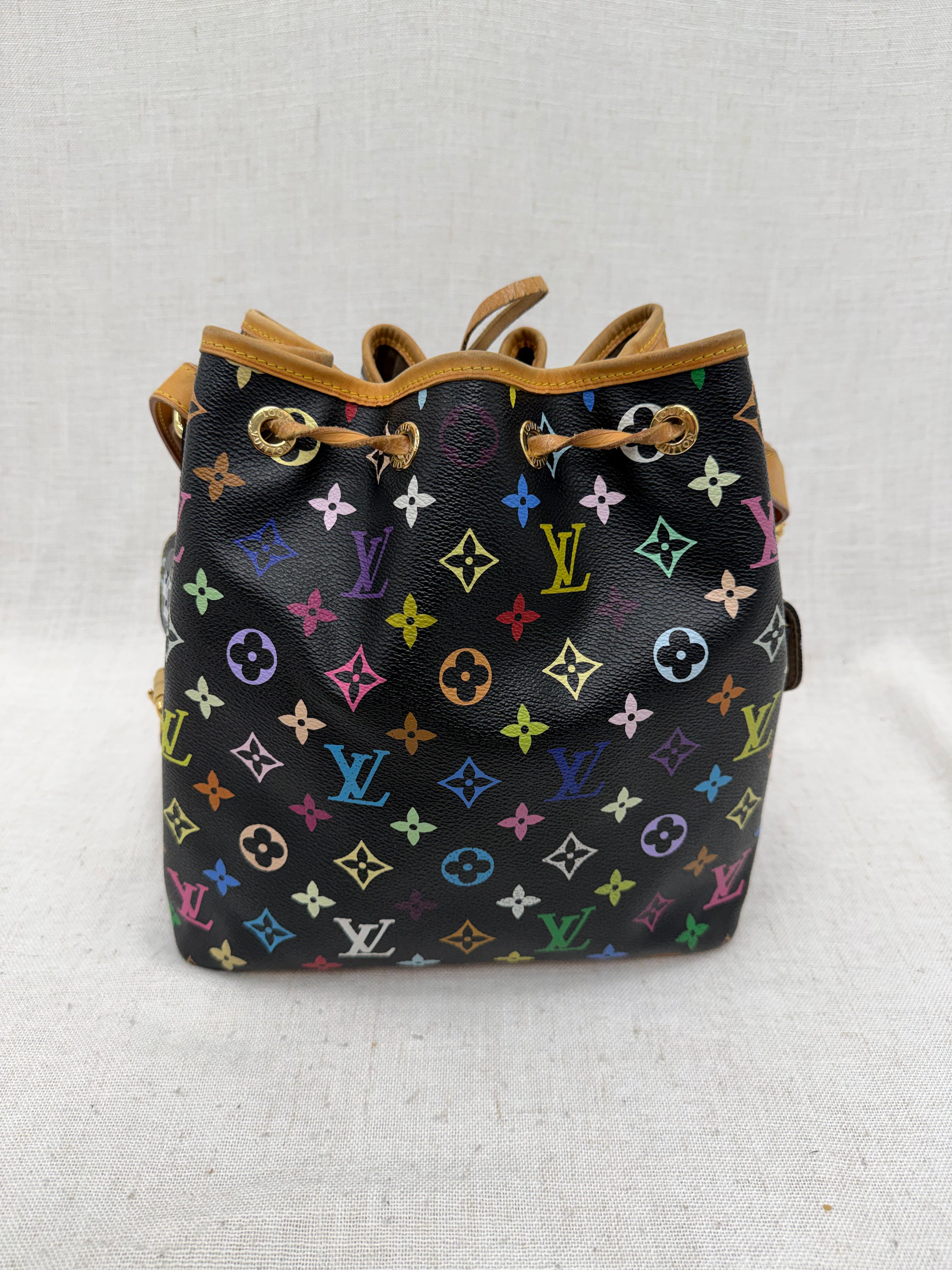 Louis Vuitton Black Multicolor Monogram Petit Noe Bucket Bag