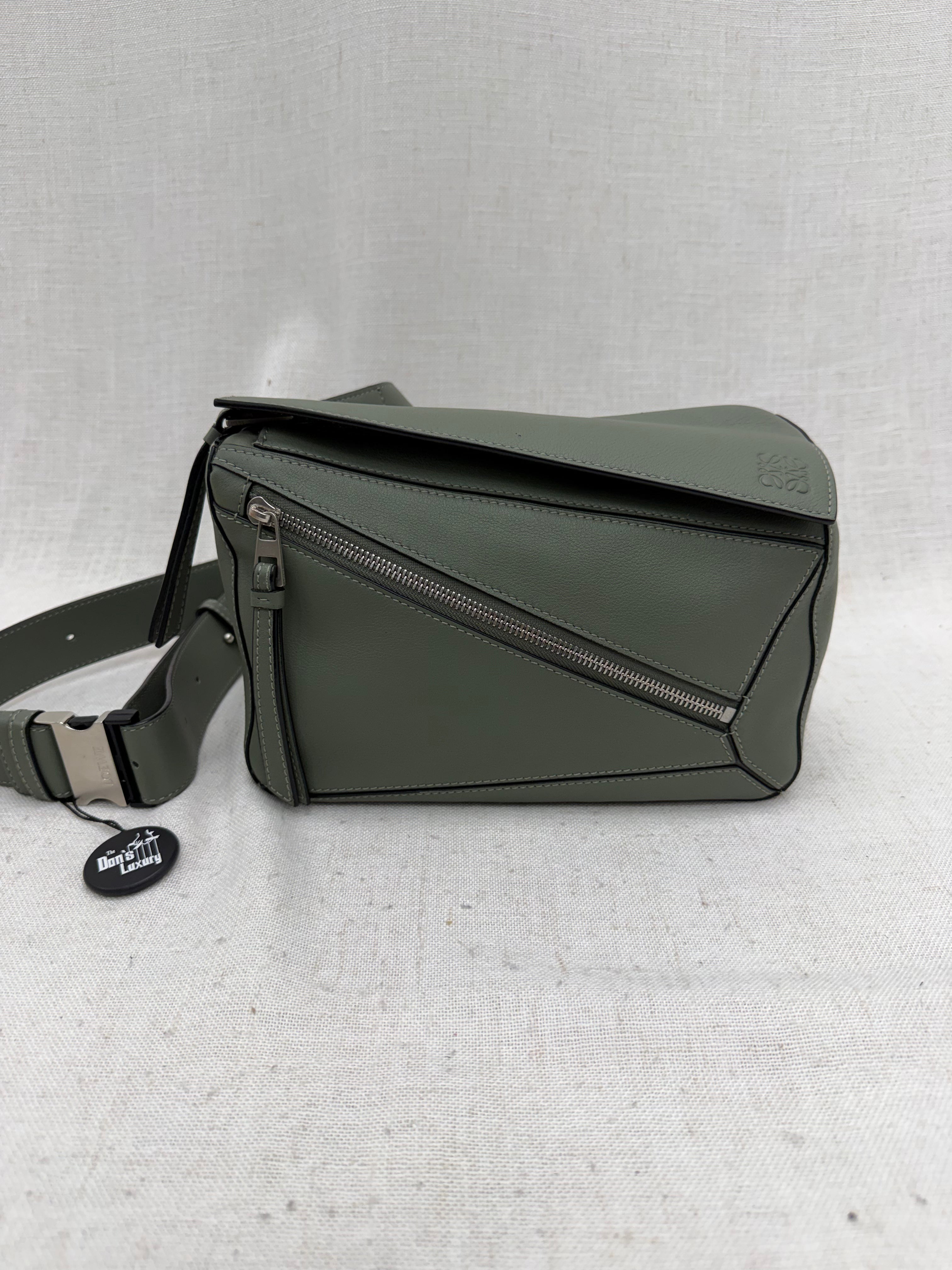 Loewe Sage Green Calfskin Puzzle Bumbag