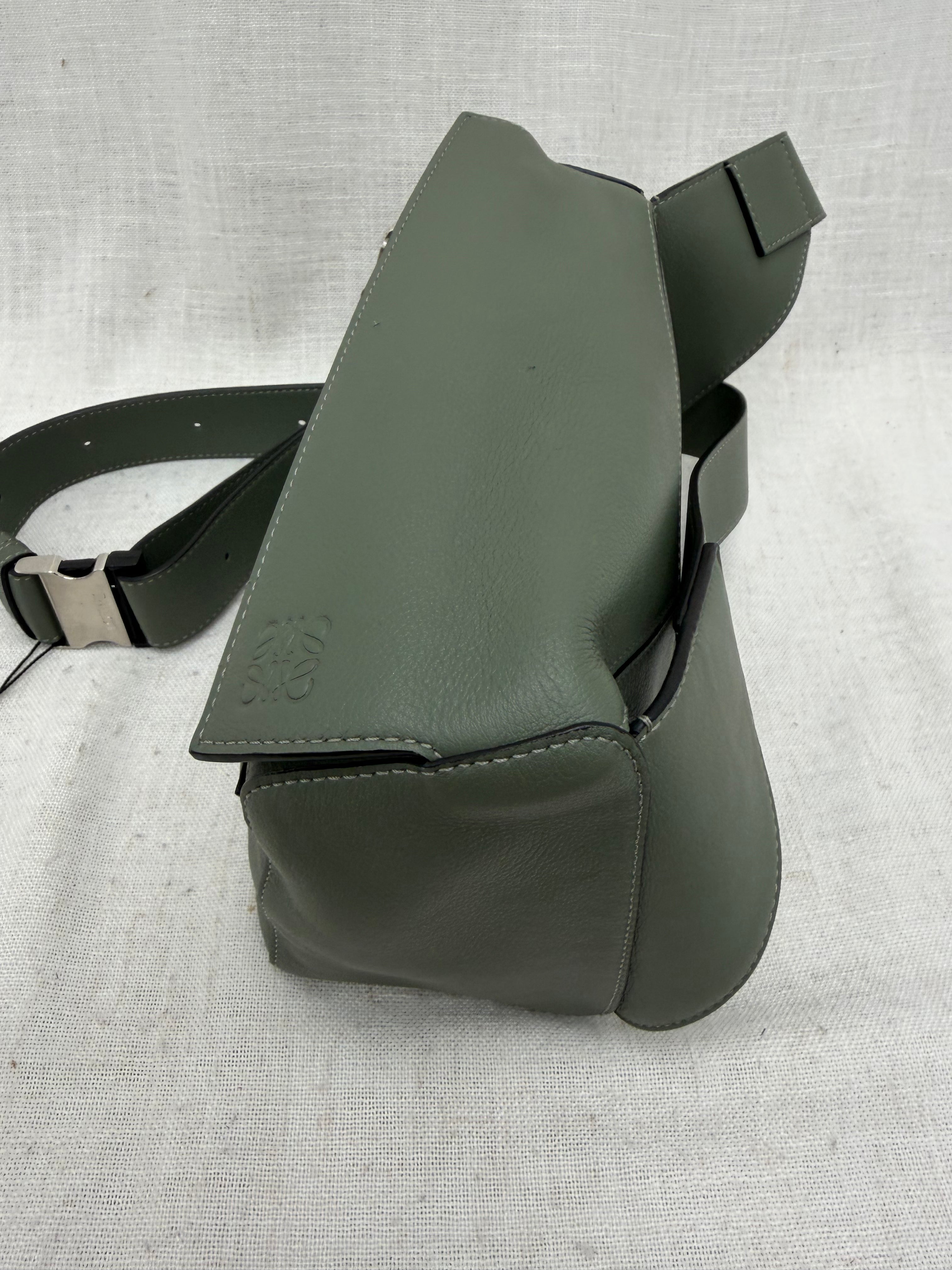 Loewe Sage Green Calfskin Puzzle Bumbag